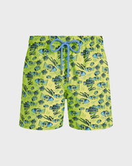 Ultra-light and packable Swim Trunks Fishies Drawing - Neon yellow / Vilebrequin Sale