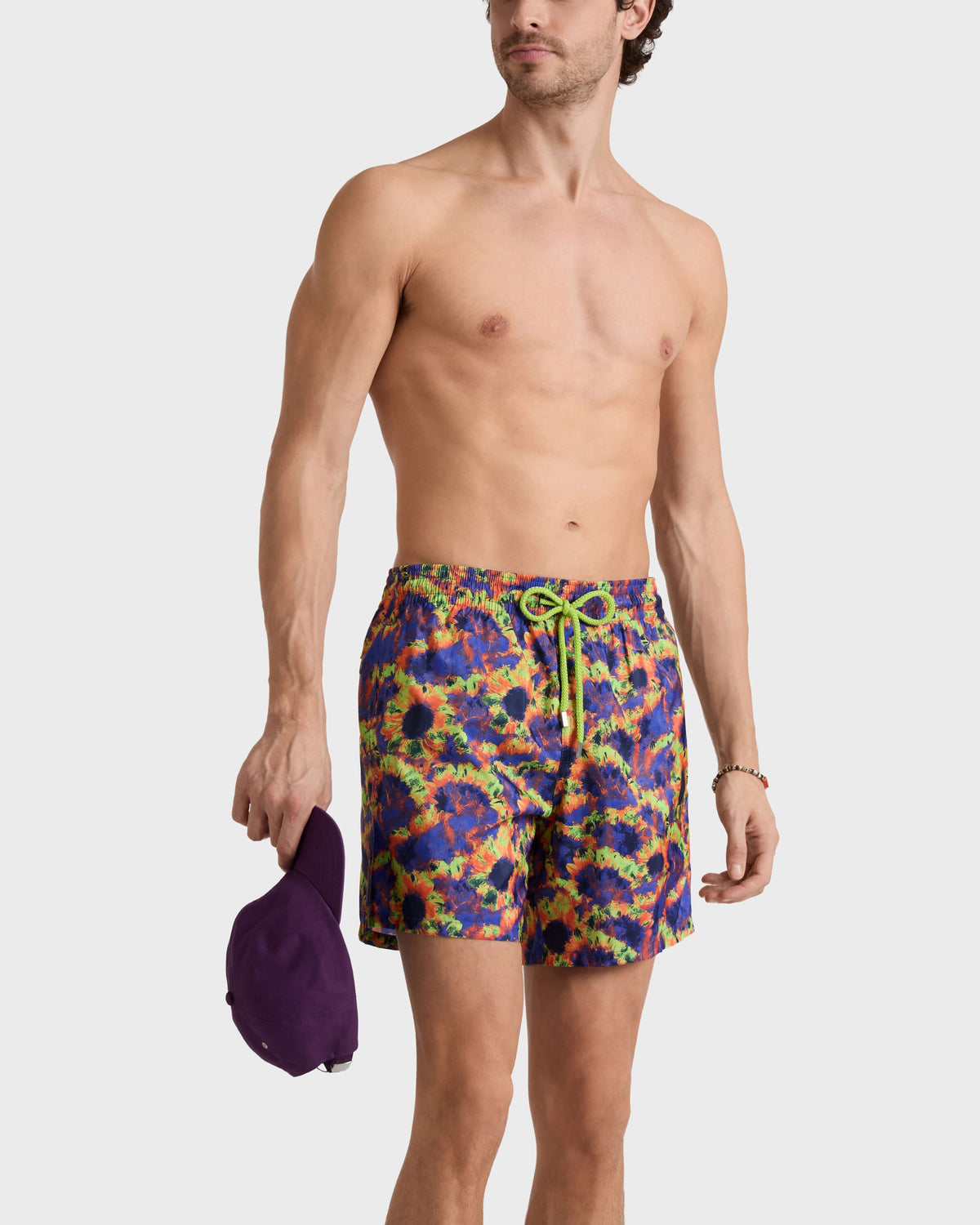Ultra-light and packable Swim Trunks Sunflowers - Blue Versailles / Vilebrequin US