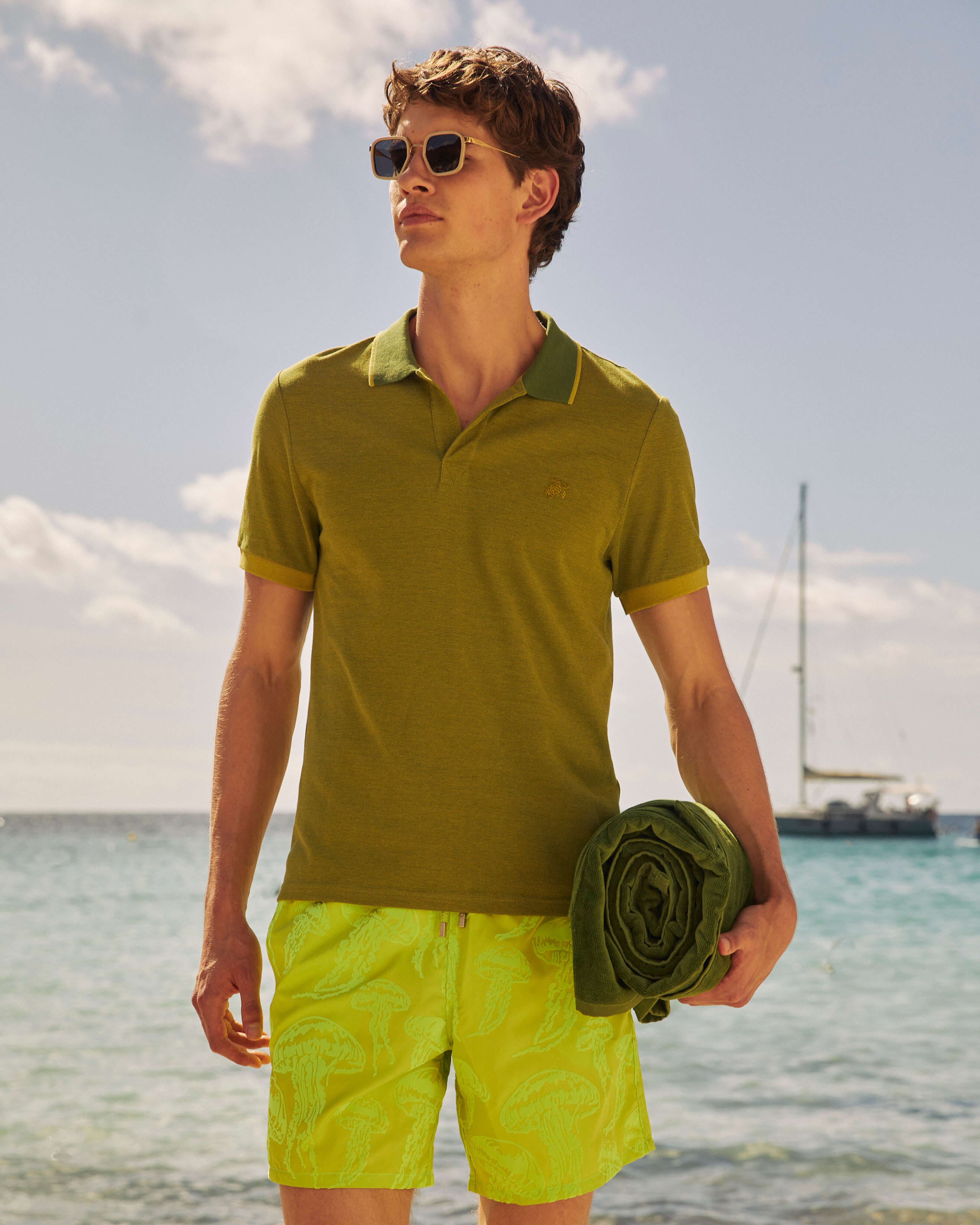 Ultra-light and packable Swim Trunks Flocked Jellyfish Dance - Green Acide / Vilebrequin Sale