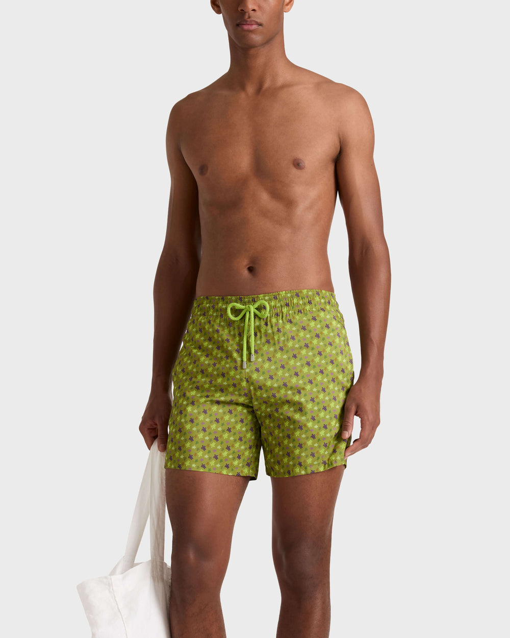 Ultra-light and packable Swim Trunks Micro Ronde des Tortues - Green Wormwood / Vilebrequin For sale