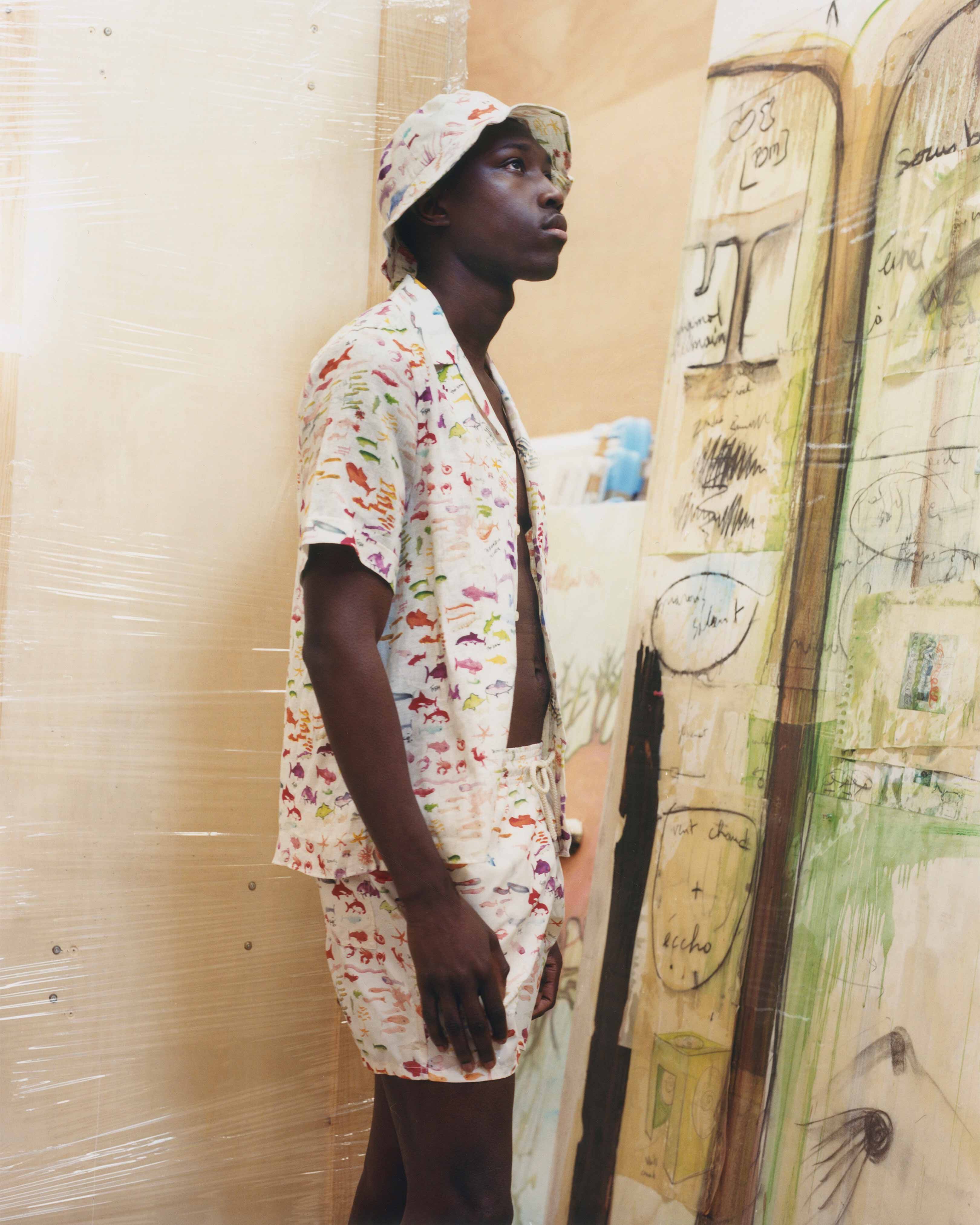 Swim Trunks Pescador - VBQ x Fabrice Hyber - White Papier / Vilebrequin For sale