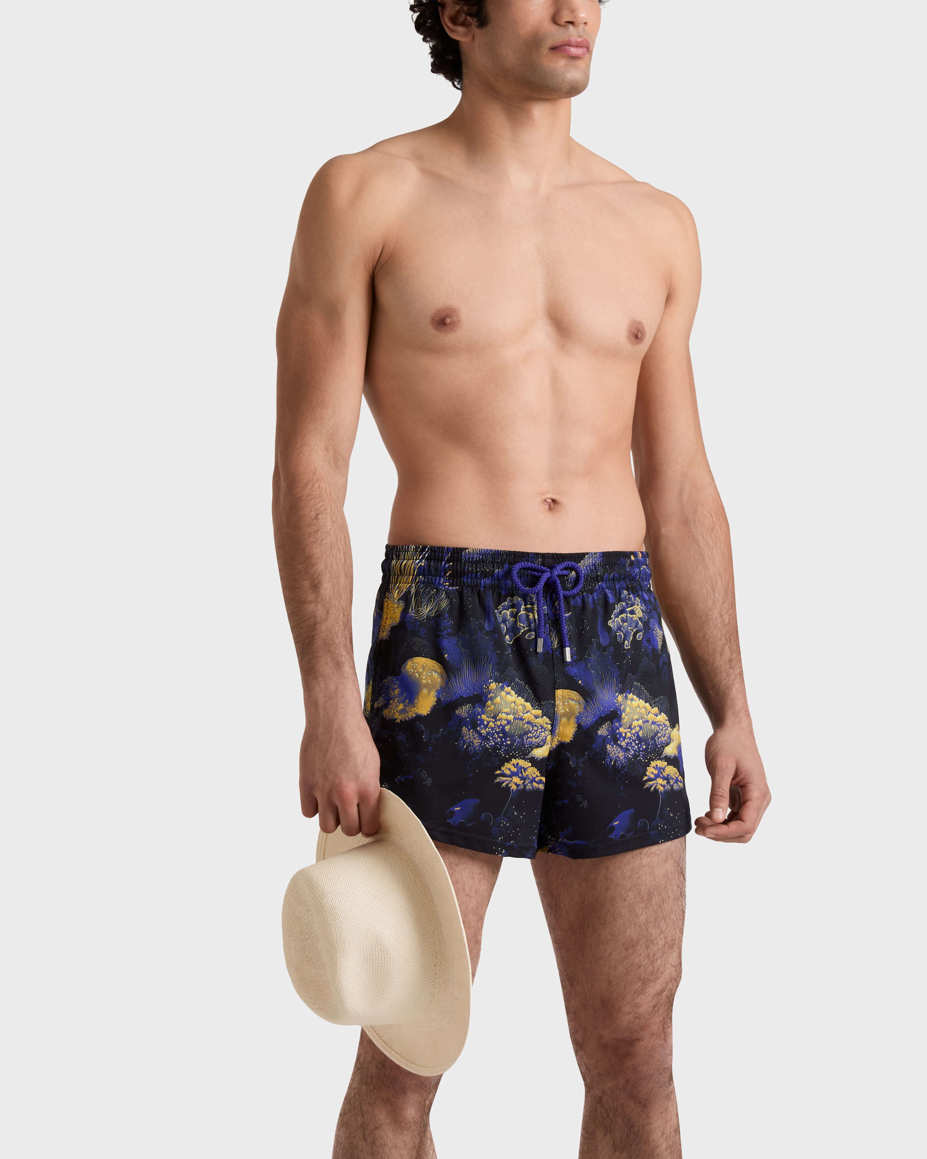 Short Stretch Swim Trunks Coral Reef - Black / Vilebrequin Outlet