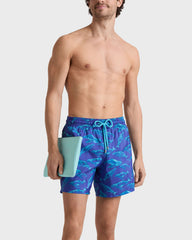 Ultra-light and packable Swim Trunks Sparkling Whales - Blue Versailles / Vilebrequin Online