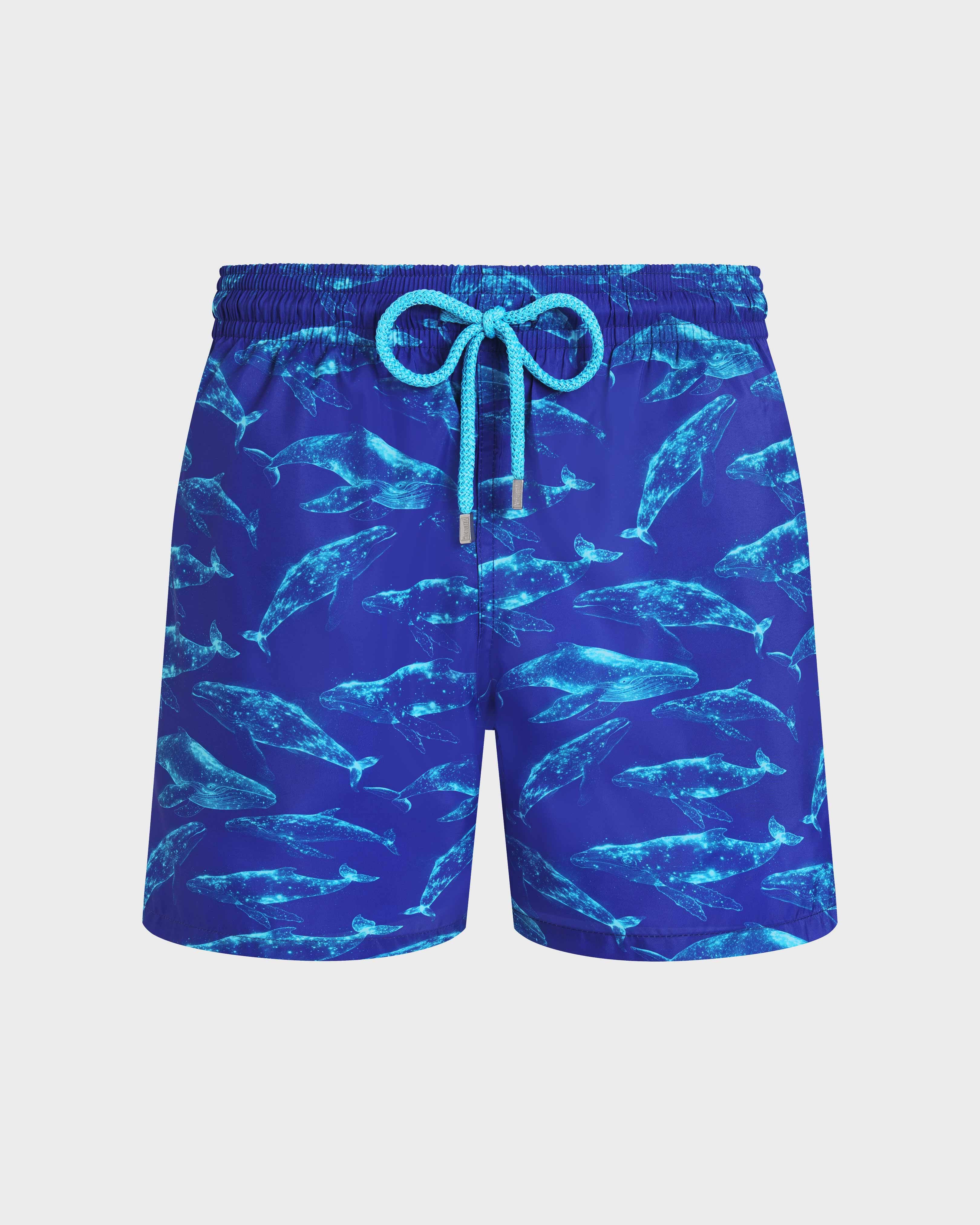 Ultra-light and packable Swim Trunks Sparkling Whales - Blue Versailles / Vilebrequin Online