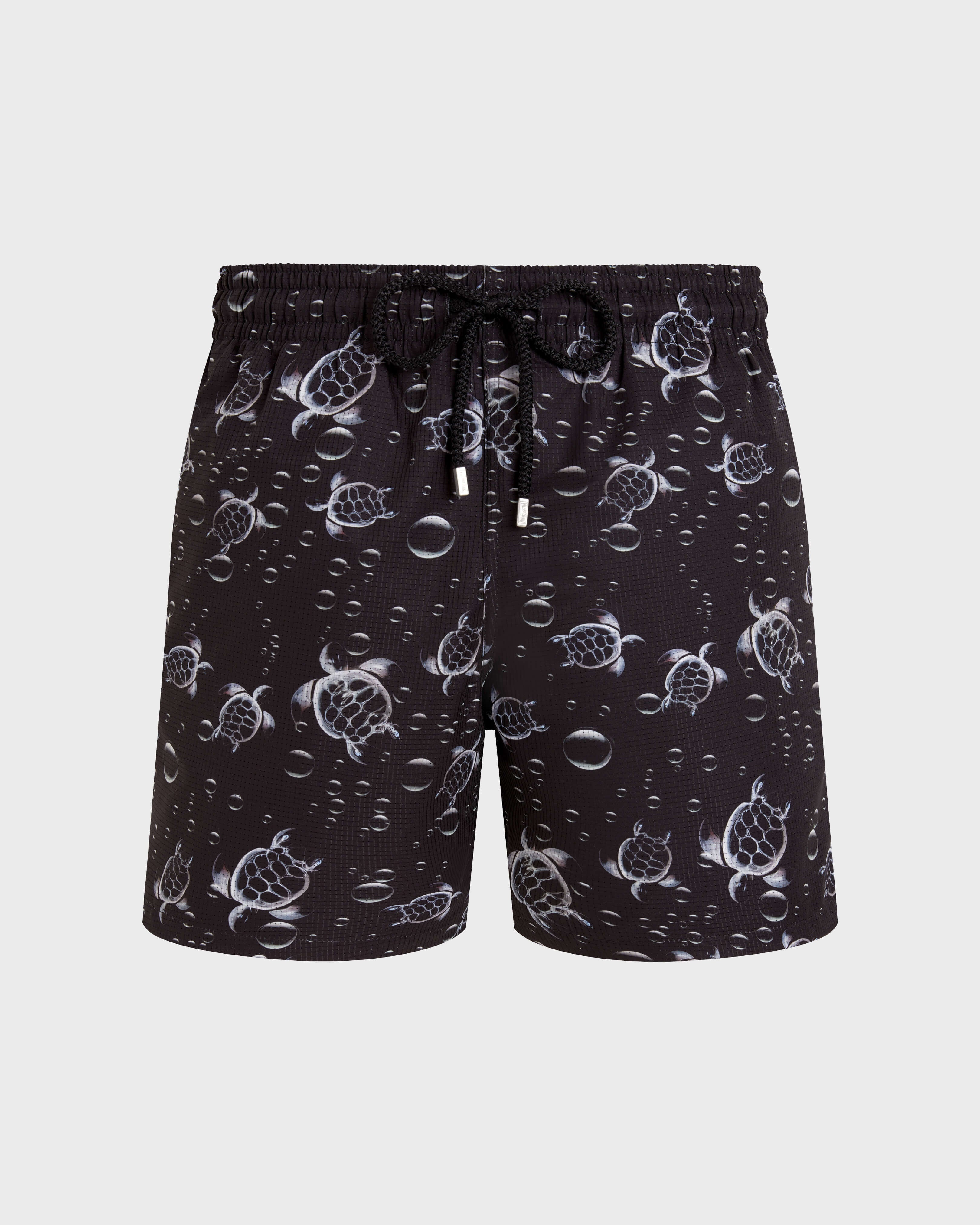 Micro-Perforated Ultra-light and packable Swim Trunks Bubble Turtles 3D - Black / Vilebrequin Sale