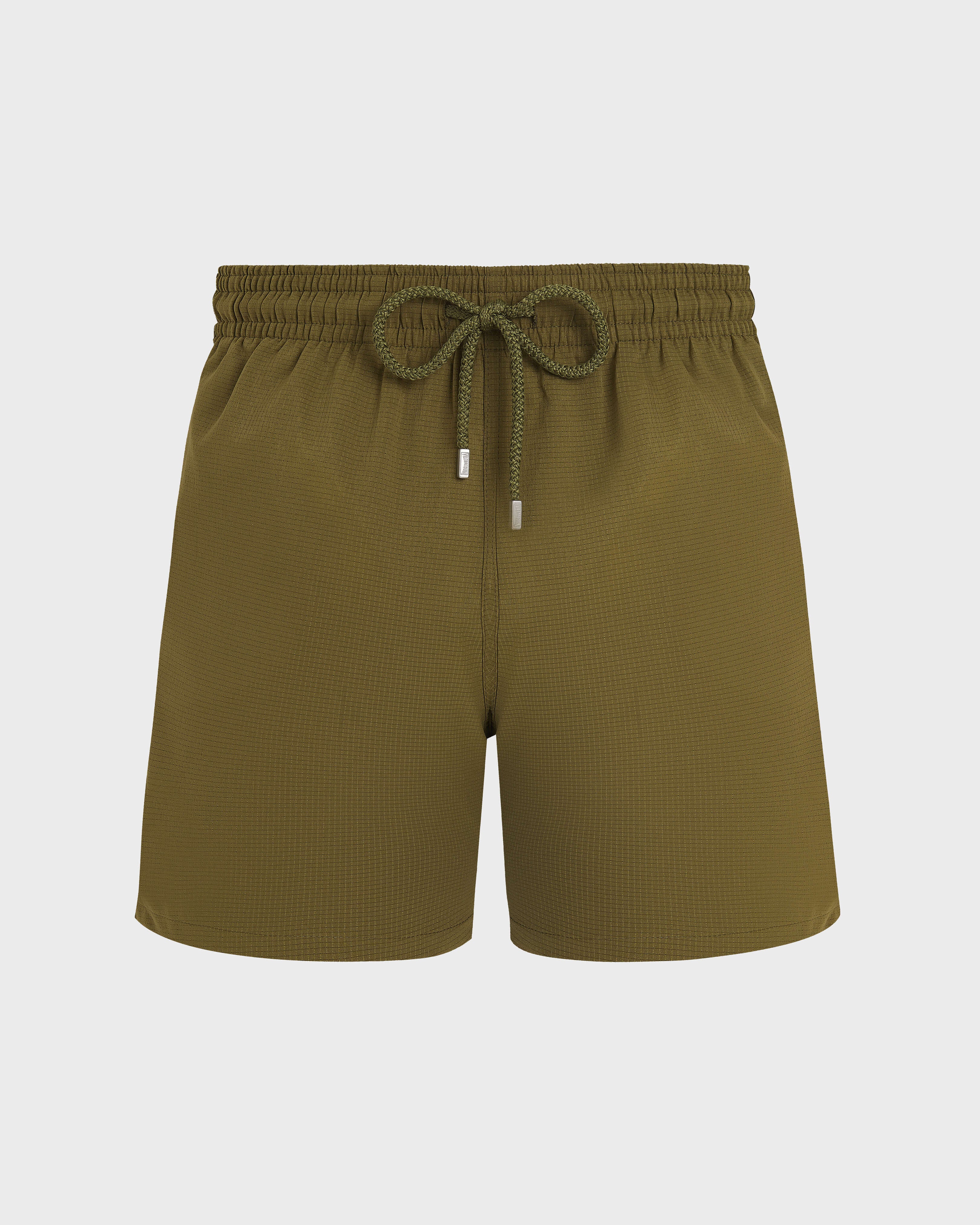 Micro-Perforated Ultra-Light and Packable Swim Trunks Solid - Green Khaki / Vilebrequin Discount