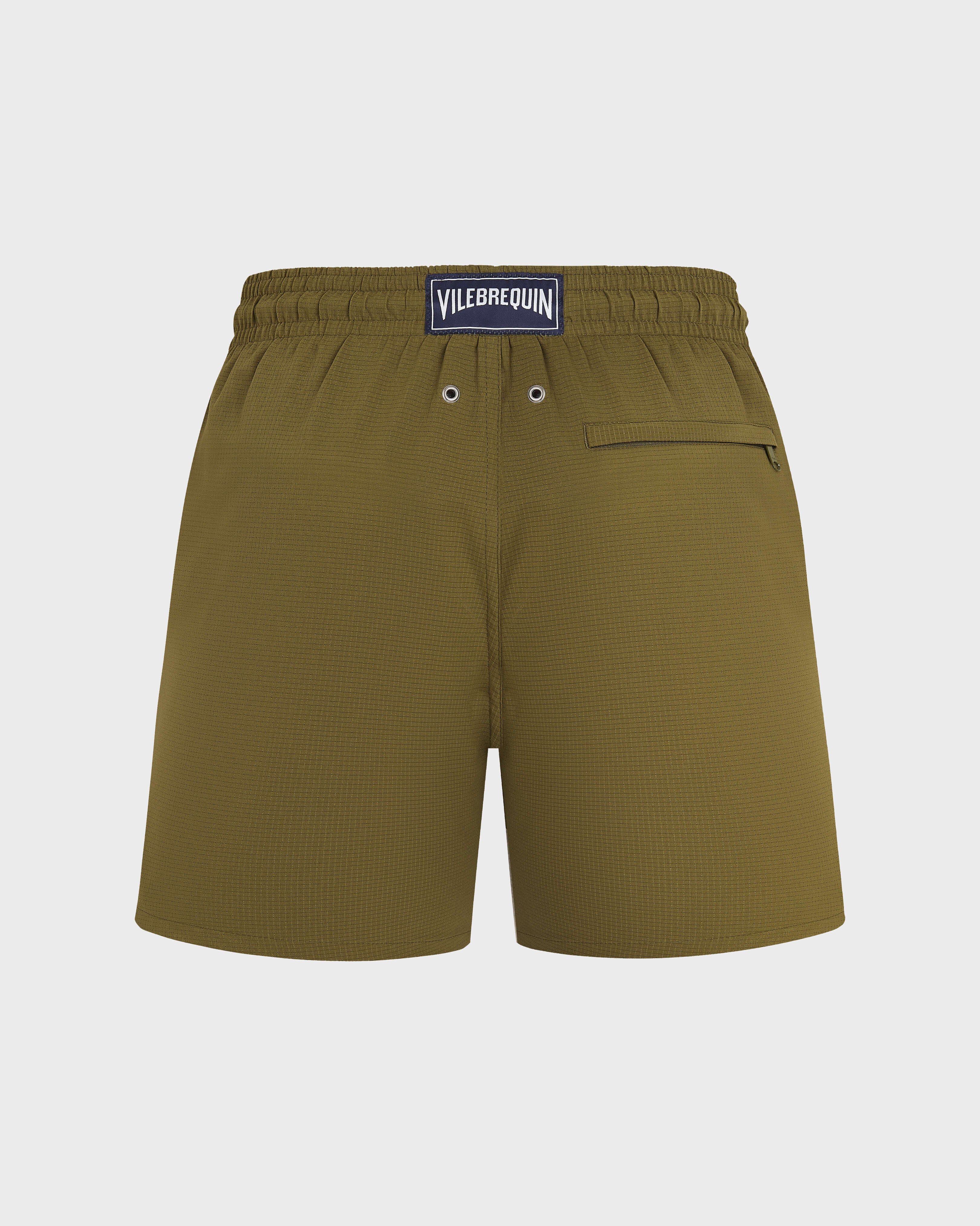 Micro-Perforated Ultra-Light and Packable Swim Trunks Solid - Green Khaki / Vilebrequin Discount