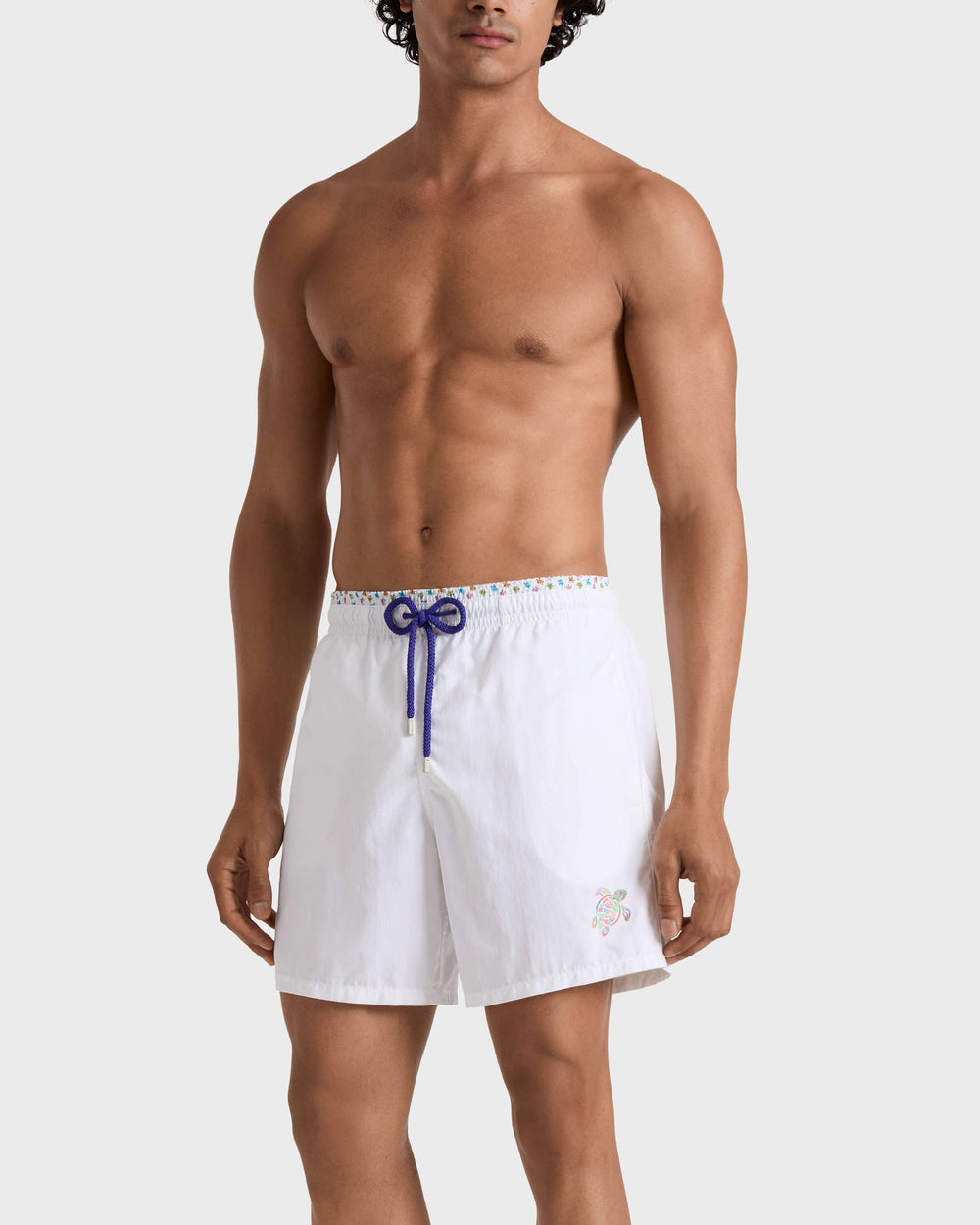 Swim Trunks Bicolor Micro Ronde des Tortues - White / Vilebrequin US