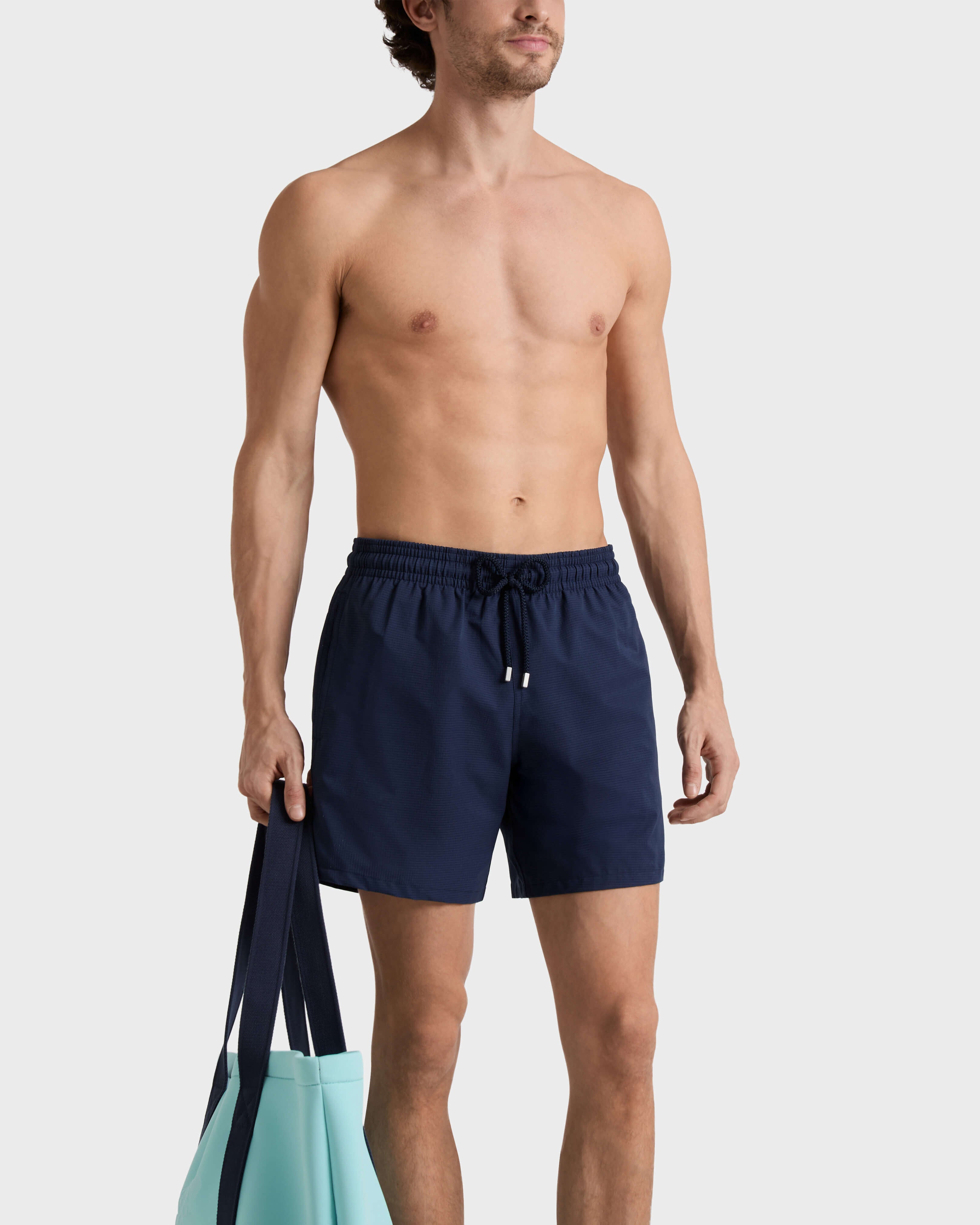 Micro-Perforated Ultra-Light and Packable Swim Trunks Solid - Blue Navy / Vilebrequin New