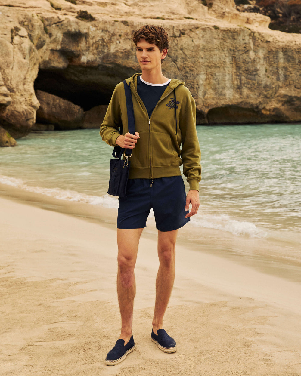 Micro-Perforated Ultra-Light and Packable Swim Trunks Solid - Blue Navy / Vilebrequin New