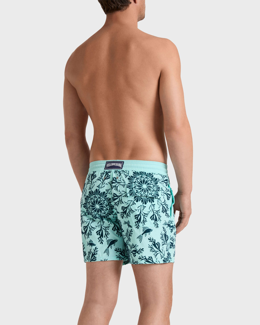 Swim Trunks Flocked Coral Mandala - Blue Oxygene / Vilebrequin Discount