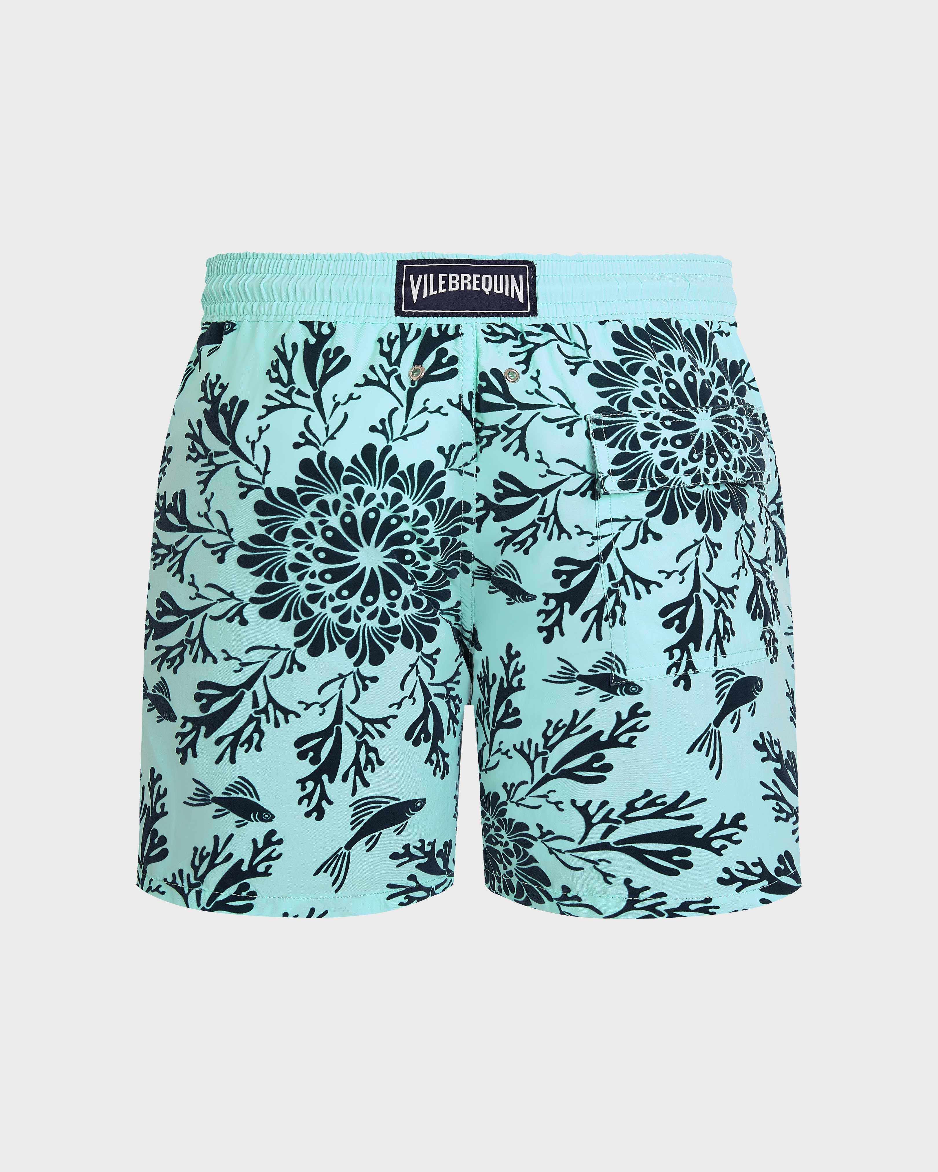 Swim Trunks Flocked Coral Mandala - Blue Oxygene / Vilebrequin Discount