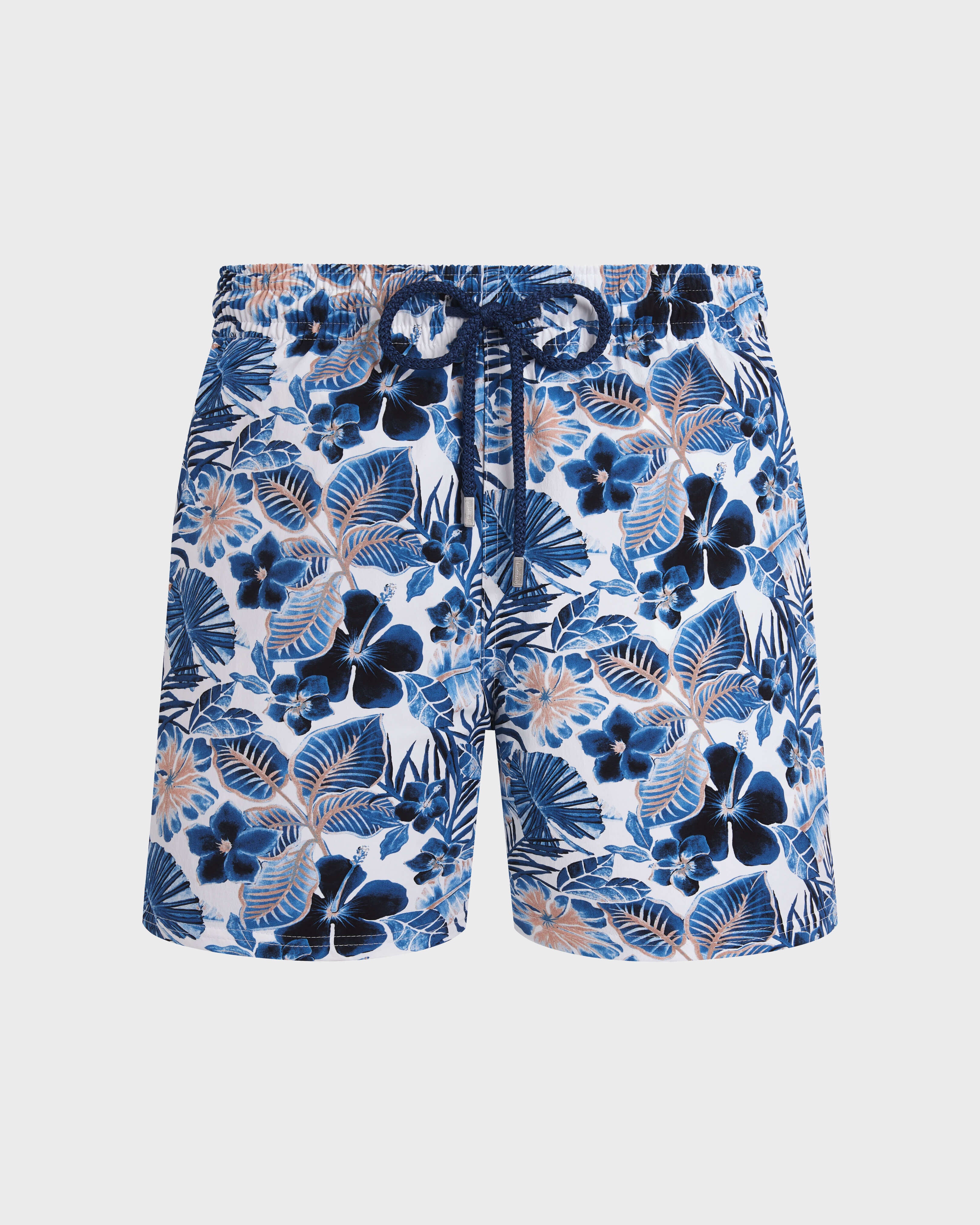 Stretch Short Swim Trunks Island Flowers - White / Vilebrequin For sale
