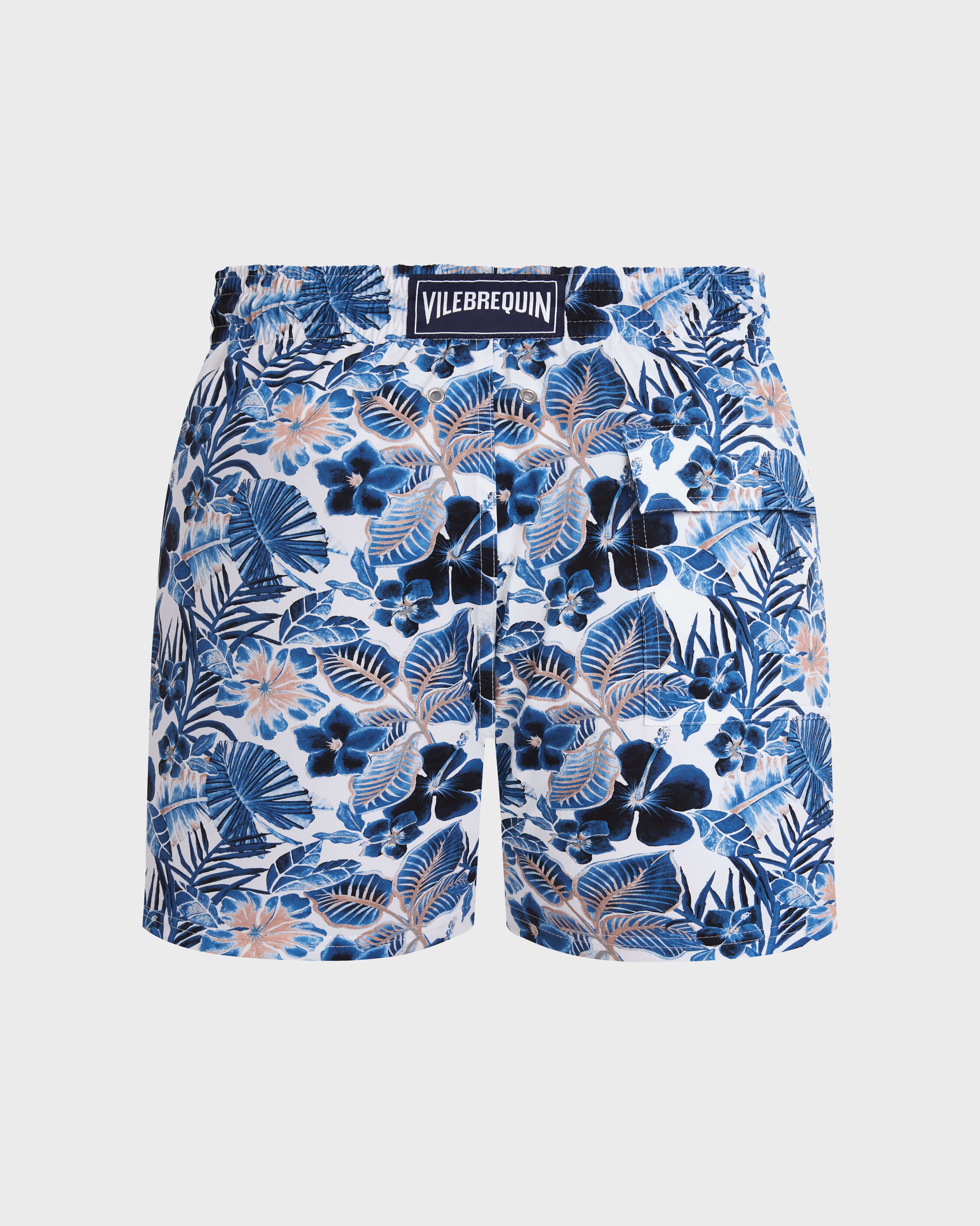 Stretch Short Swim Trunks Island Flowers - White / Vilebrequin For sale