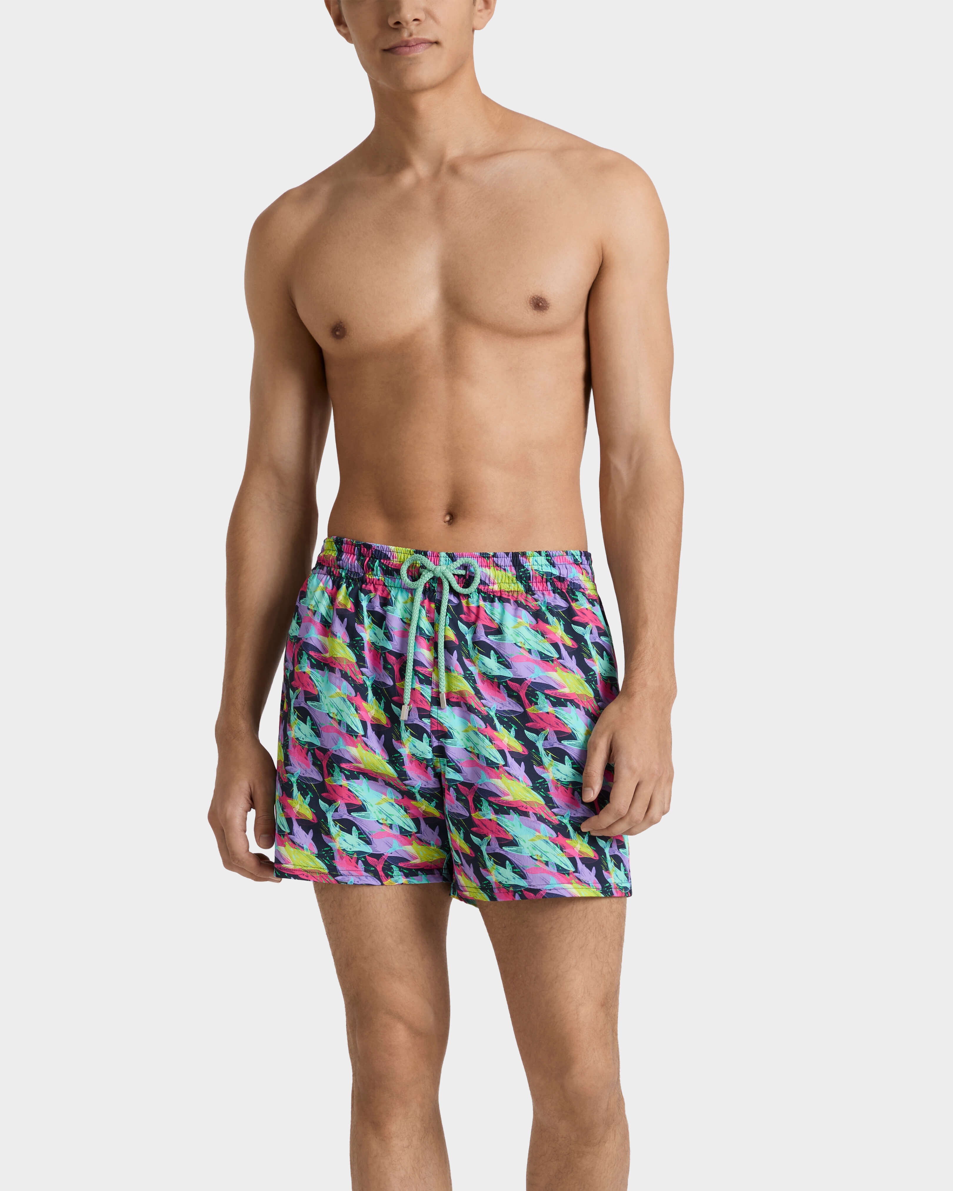 Stretch Short Swim Trunks Whales Offset - Blue Navy / Vilebrequin New