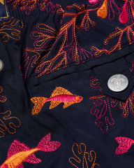 Embroidered Swim Trunks Coral Mandala - Limited Edition - Blue Navy / Vilebrequin On sale