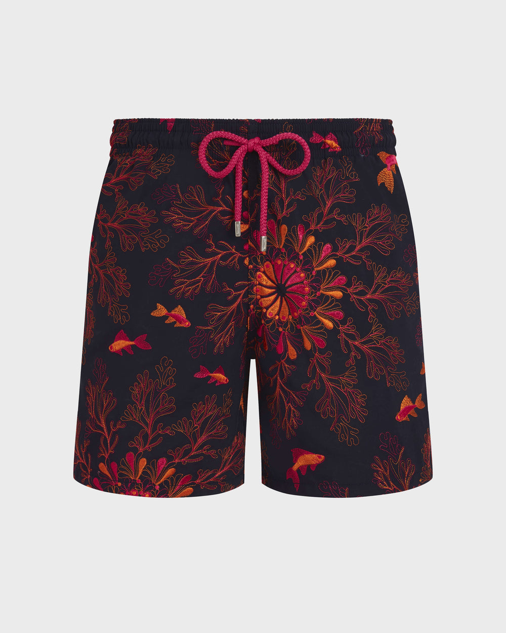 Embroidered Swim Trunks Coral Mandala - Limited Edition - Blue Navy / Vilebrequin On sale