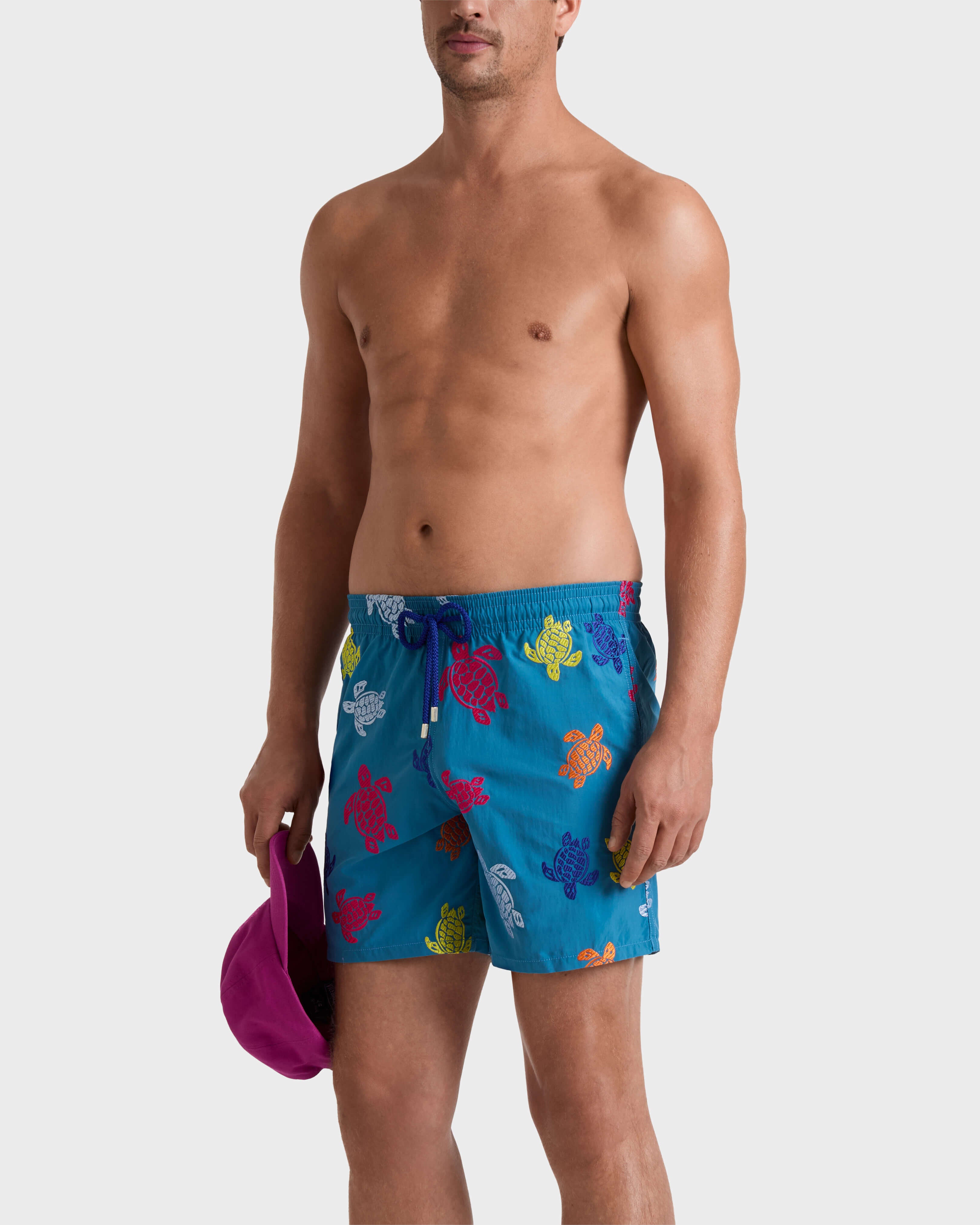 Embroidered Swim Trunks Ronde des Tortues - Limited Edition - Blue Calanque / Vilebrequin For sale