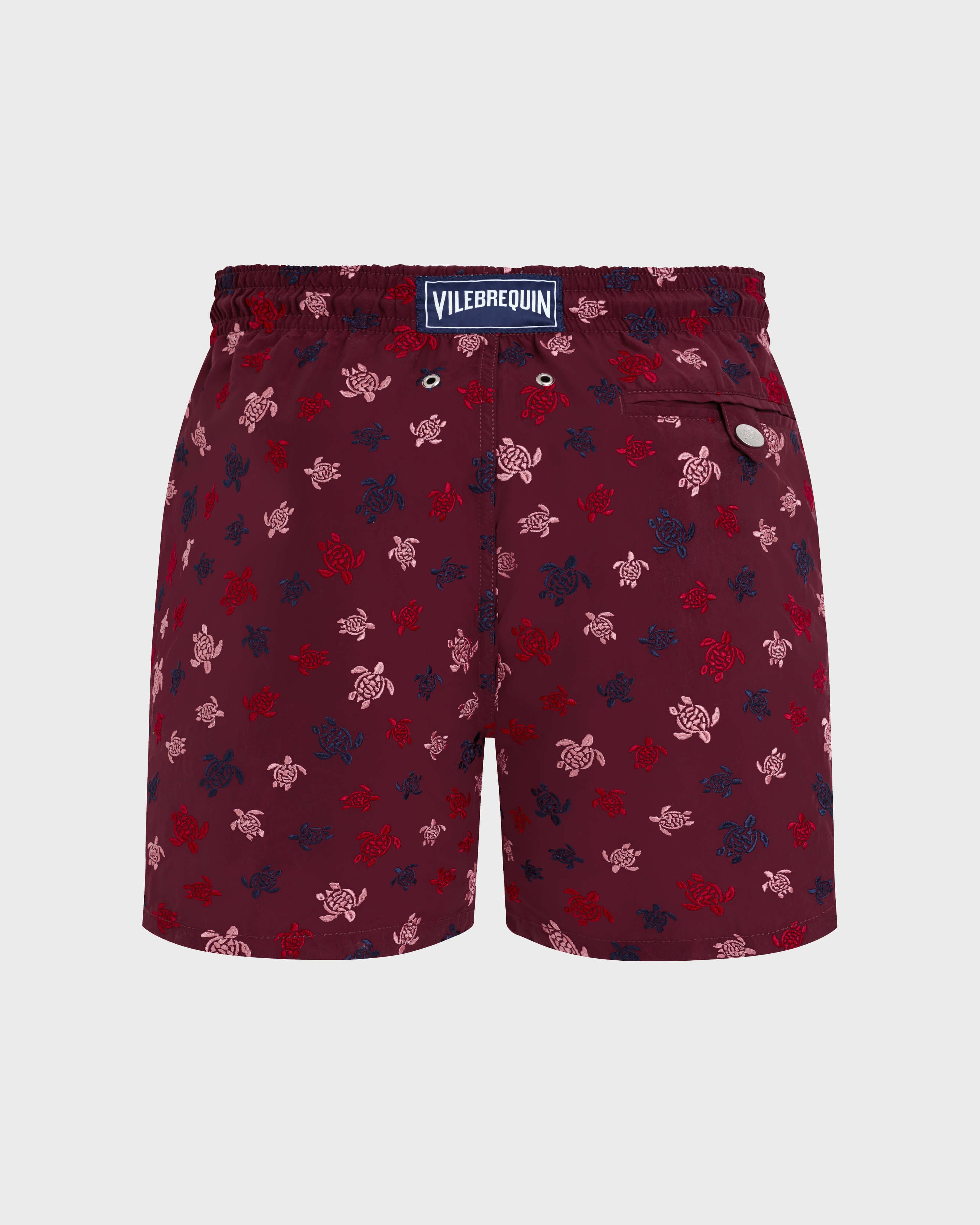 Swim Shorts Embroidered Micro Ronde Des Tortues - Limited Edition - Red Bacchus / Vilebrequin Outlet