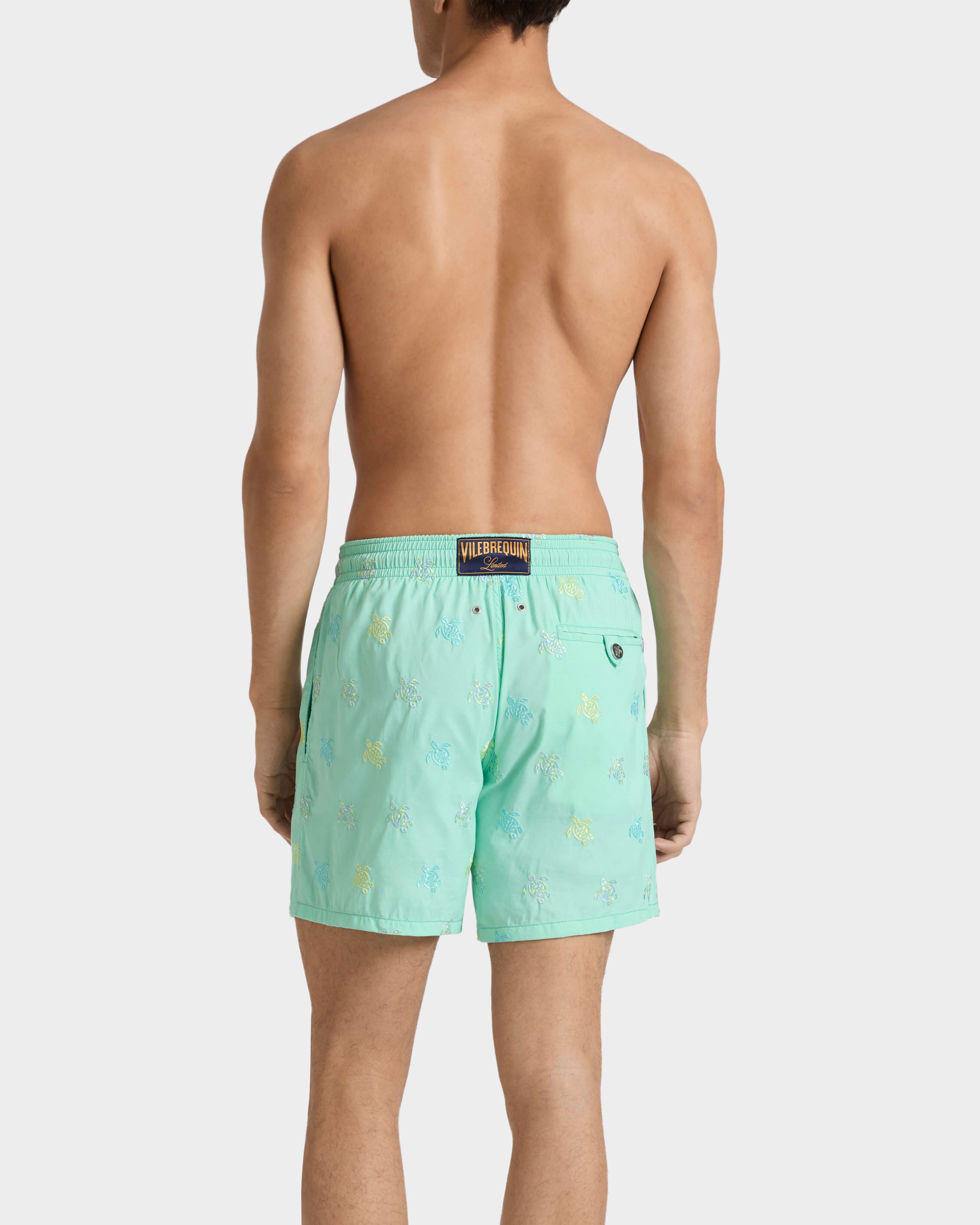 Embroidered Swim Trunks Micro Tortues Diagonales - Limited Edition - Green Caribbean / Vilebrequin US