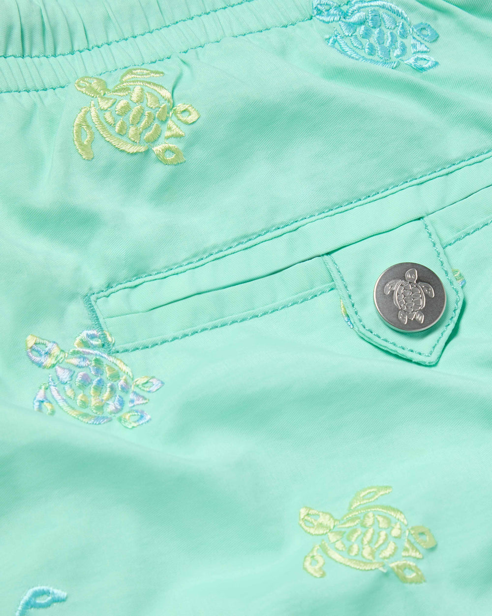 Embroidered Swim Trunks Micro Tortues Diagonales - Limited Edition - Green Caribbean / Vilebrequin US