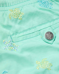 Embroidered Swim Trunks Micro Tortues Diagonales - Limited Edition - Green Caribbean / Vilebrequin US