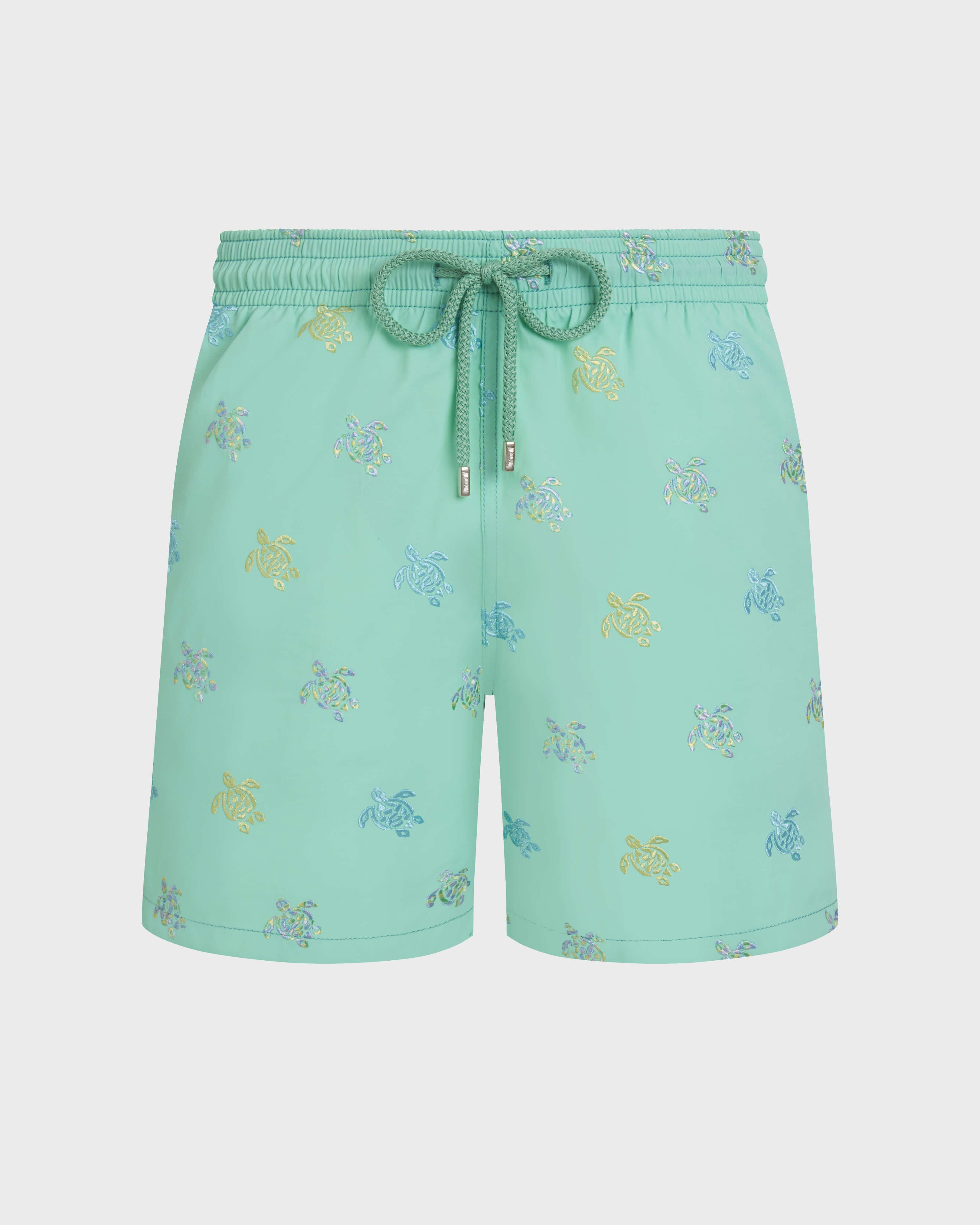 Embroidered Swim Trunks Micro Tortues Diagonales - Limited Edition - Green Caribbean / Vilebrequin US