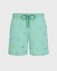 Embroidered Swim Trunks Micro Tortues Diagonales - Limited Edition - Green Caribbean / Vilebrequin US