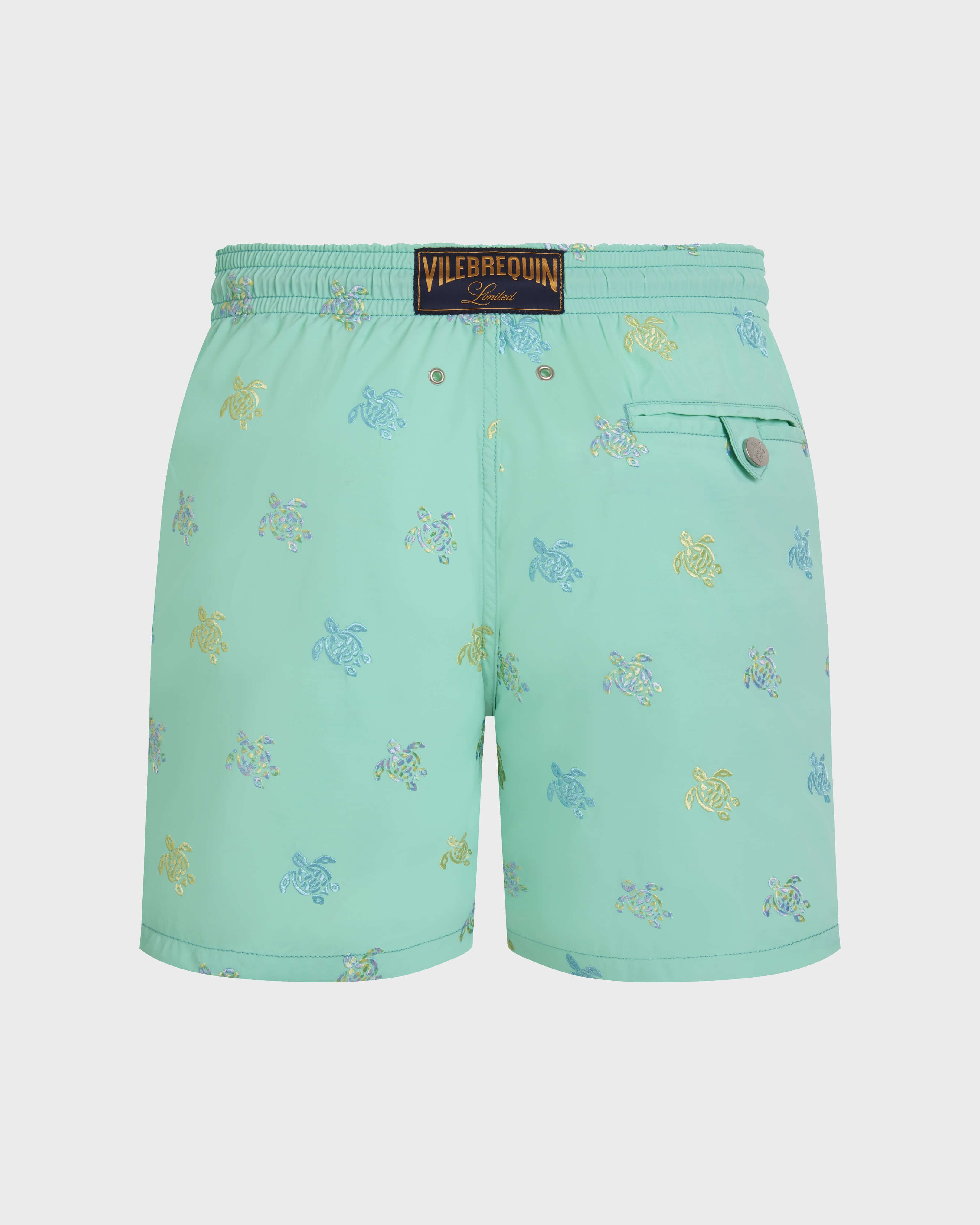 Embroidered Swim Trunks Micro Tortues Diagonales - Limited Edition - Green Caribbean / Vilebrequin US