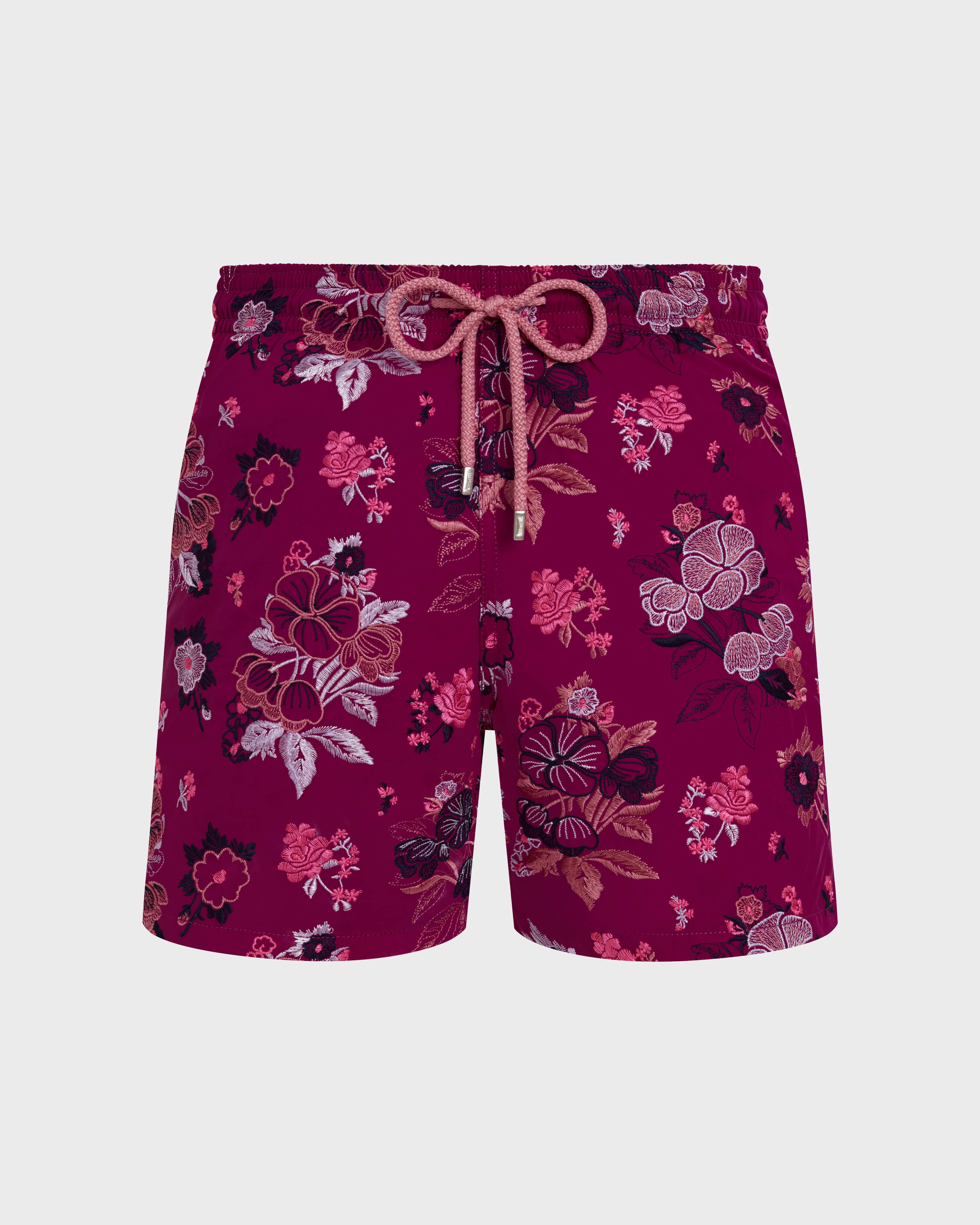 Swim Shorts Embroidered Flowers - Limited Edition - Red Crimson purple / Vilebrequin Sale