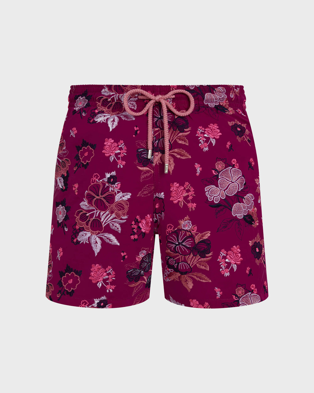 Swim Shorts Embroidered Flowers - Limited Edition - Red Crimson purple / Vilebrequin Sale