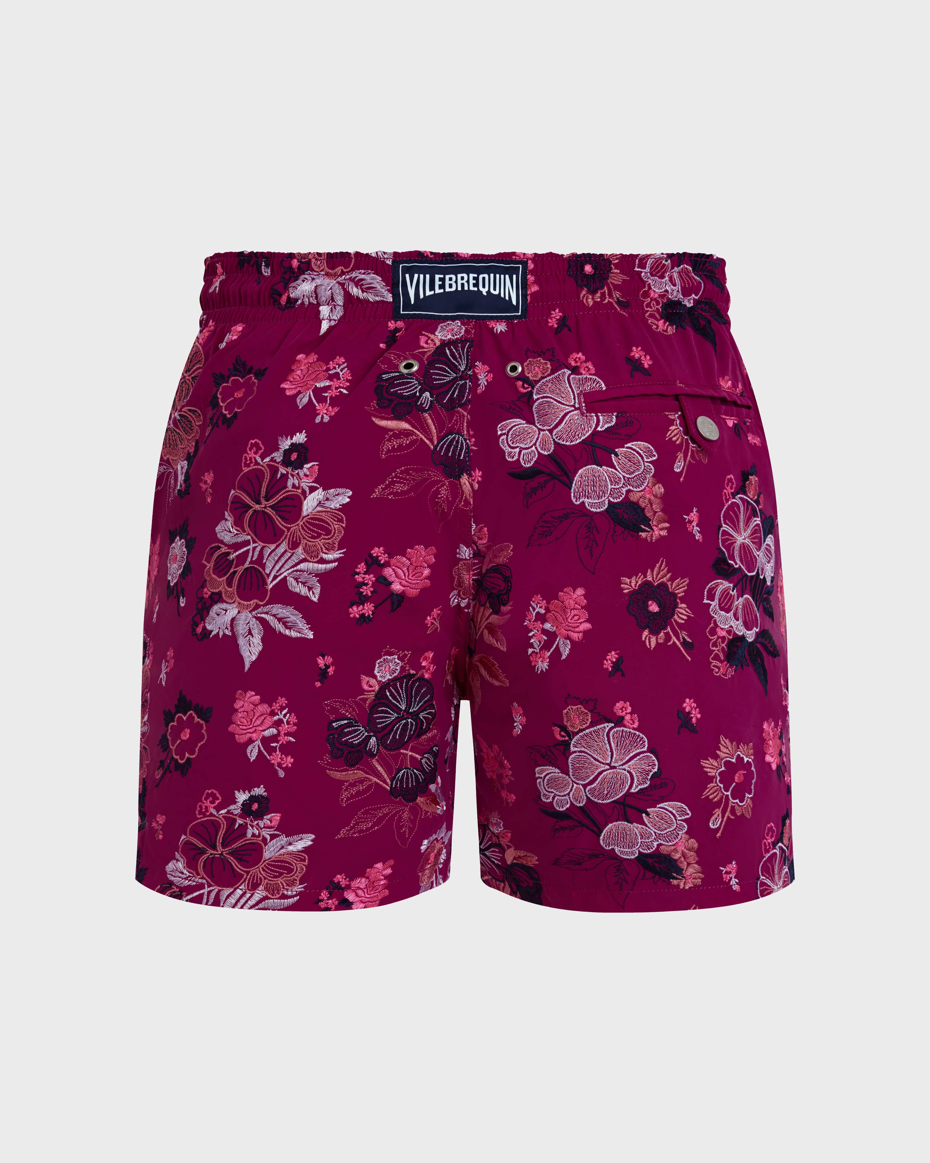 Swim Shorts Embroidered Flowers - Limited Edition - Red Crimson purple / Vilebrequin Sale