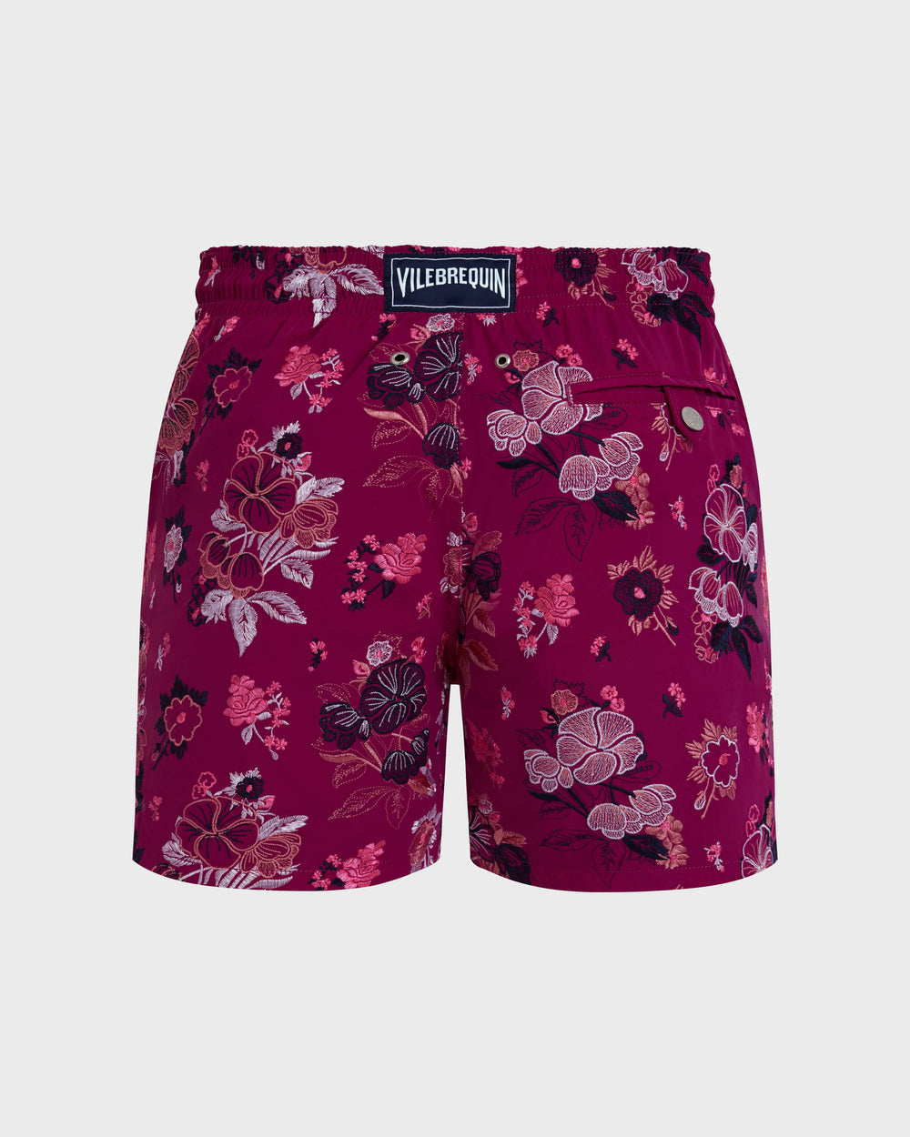 Swim Shorts Embroidered Flowers - Limited Edition - Red Crimson purple / Vilebrequin Sale