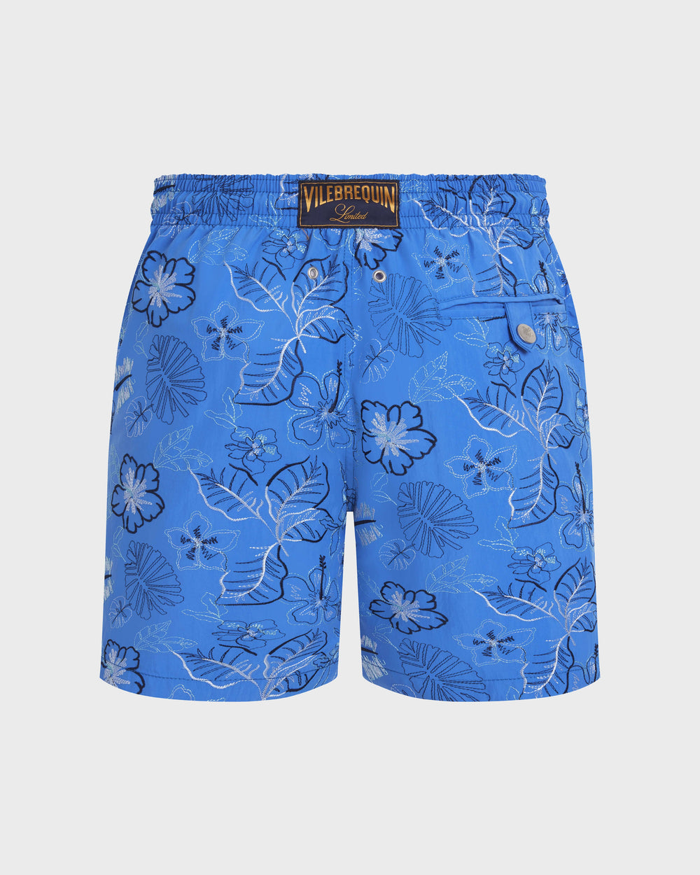 Embroidered Swim Trunks Island Flowers - Limited Edition - Blue Earthenware / Vilebrequin Discount