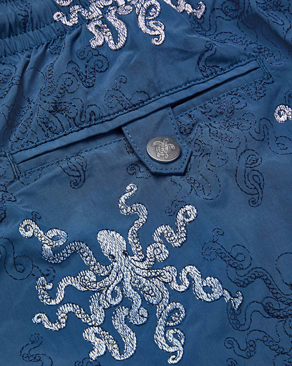 Embroidered Swim Trunks Octopus in Stripes - Limited Edition - Blue Evening / Vilebrequin Outlet