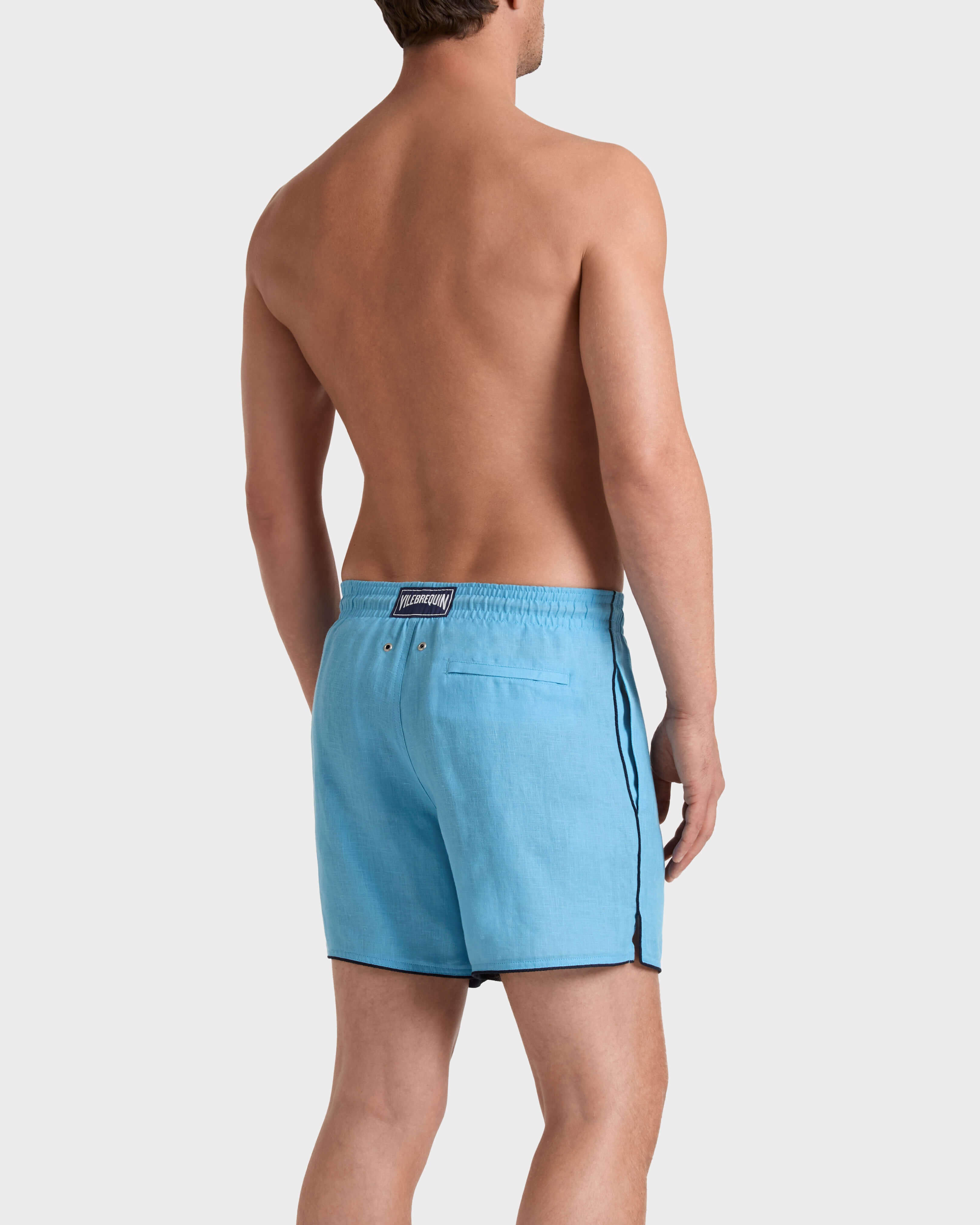 Linen Swim Trunks Solid - Blue Larimar / Vilebrequin Sale