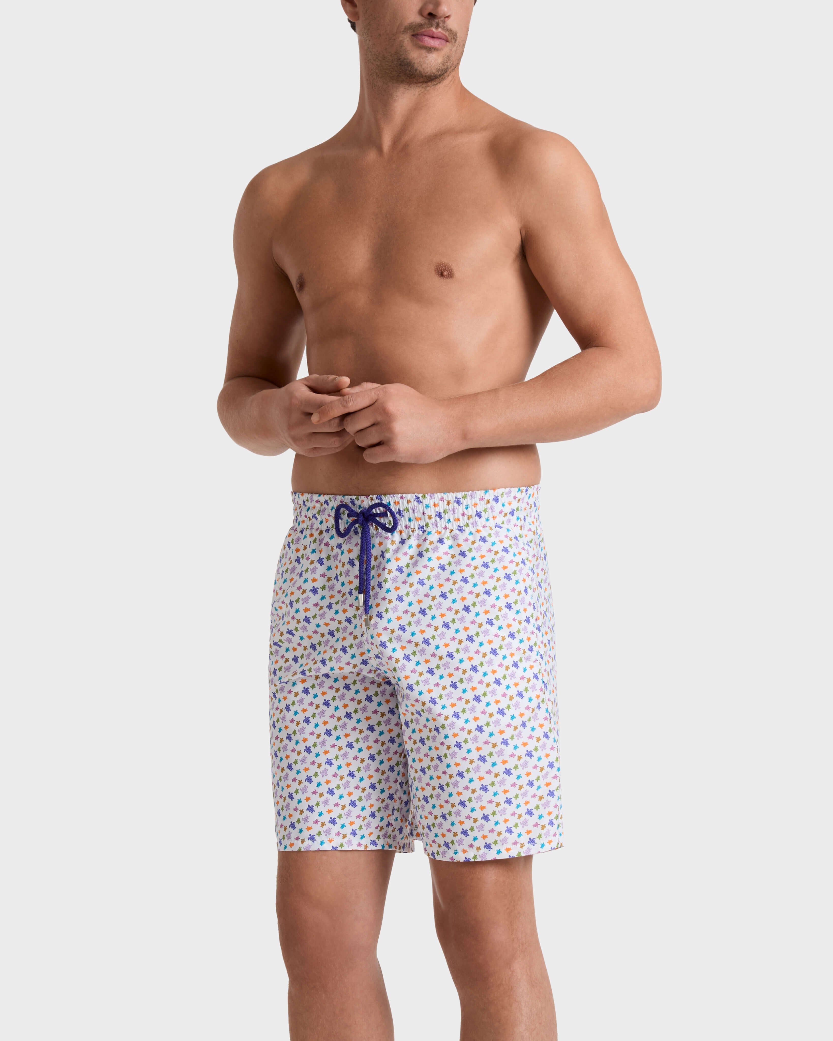 Long Swim Trunks Micro Ronde des Tortues - White / Vilebrequin For sale