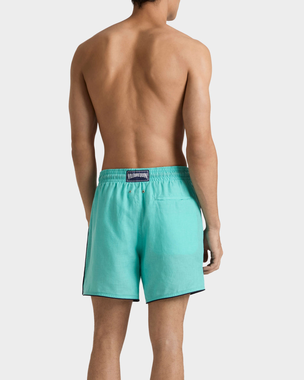 Linen Swim Trunks Solid - Green Aventurine / Vilebrequin Online