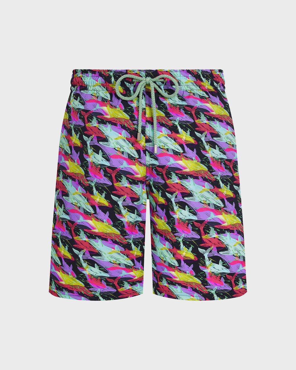 Long Stretch Swim Trunks Whales Offset - Blue Navy / Vilebrequin Discount