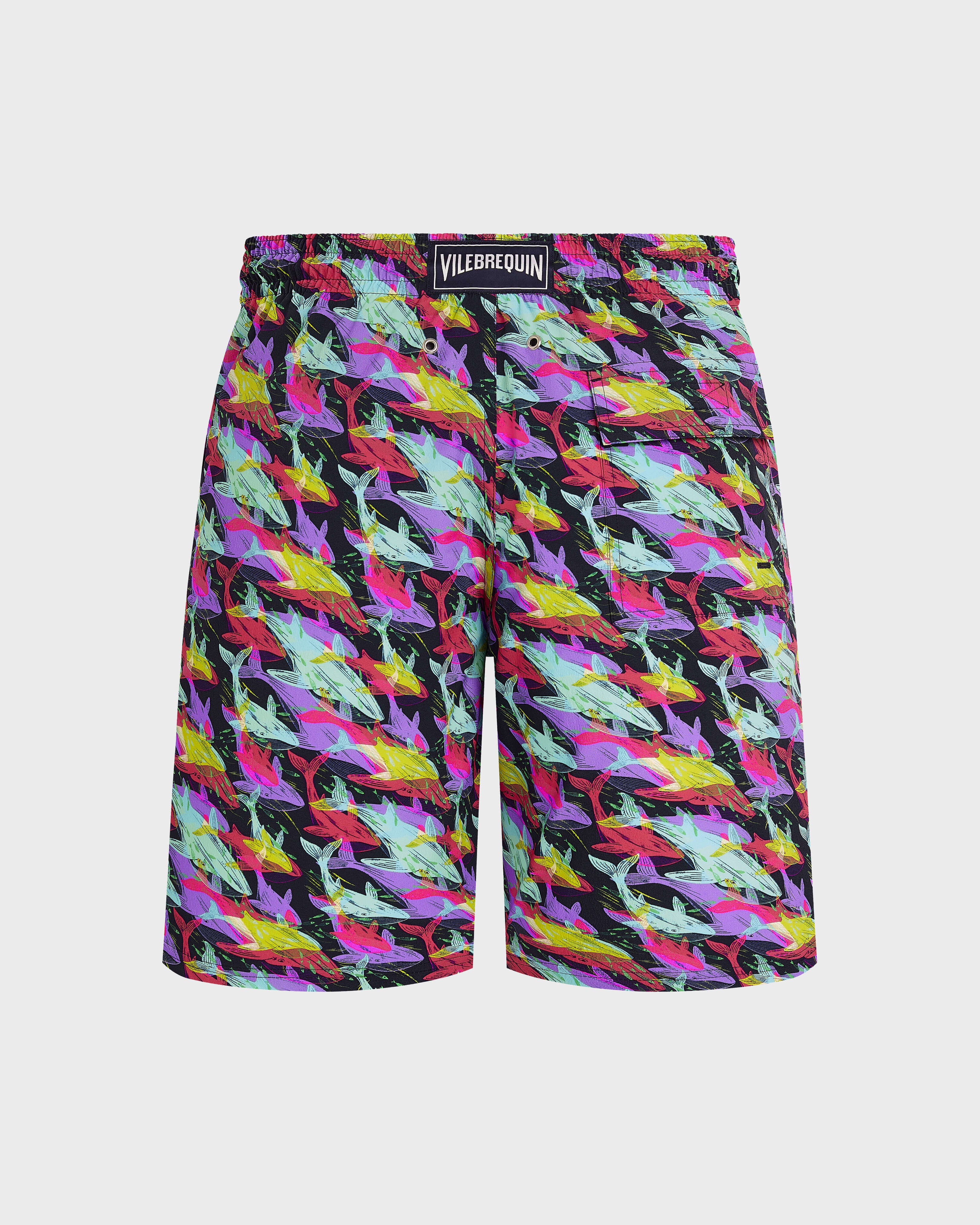 Long Stretch Swim Trunks Whales Offset - Blue Navy / Vilebrequin Discount