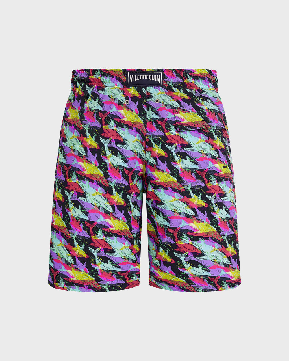 Long Stretch Swim Trunks Whales Offset - Blue Navy / Vilebrequin Discount