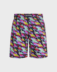 Long Stretch Swim Trunks Whales Offset - Blue Navy / Vilebrequin Discount