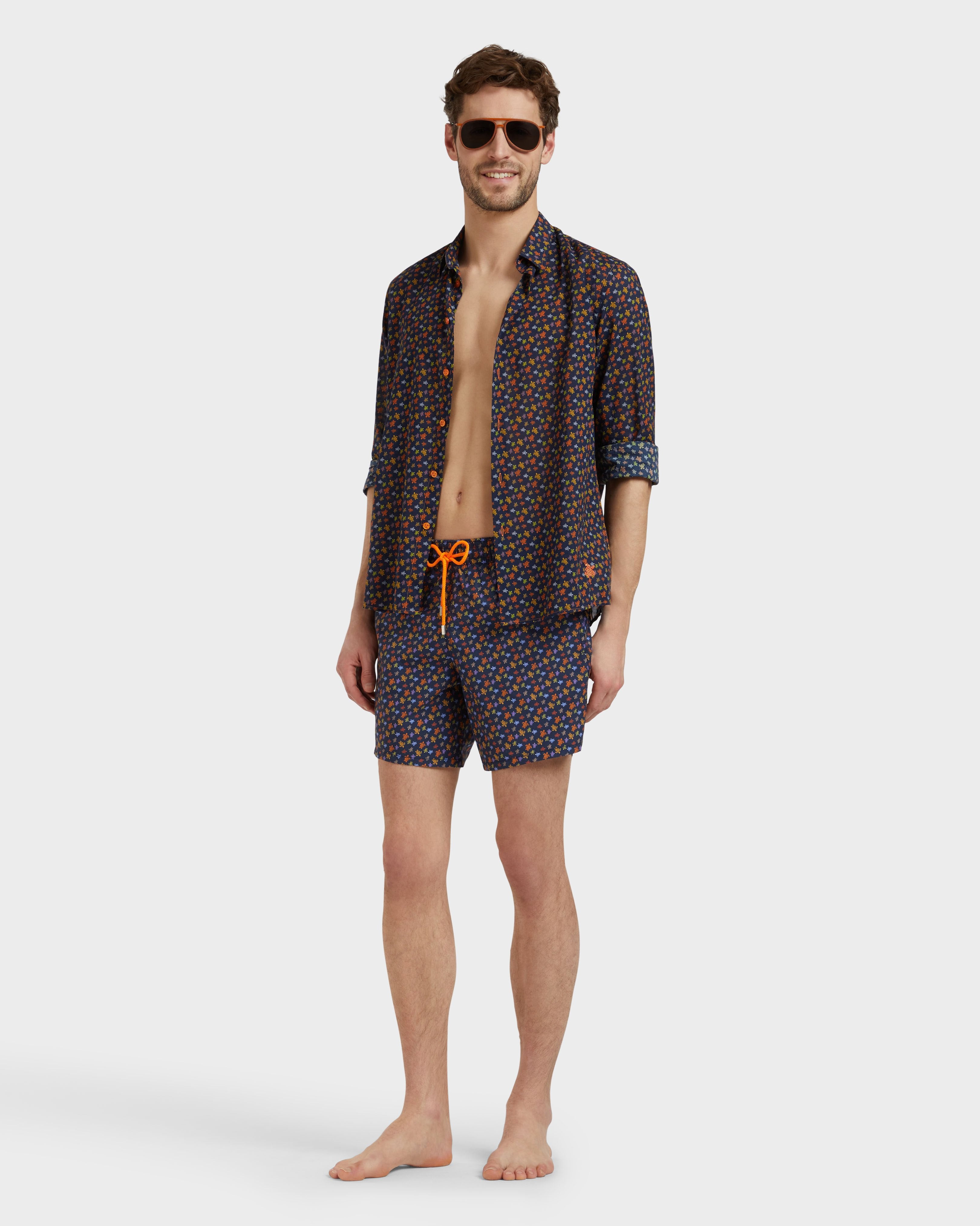 Swim Shorts Micro Ronde Des Tortues - Orange Vitamin / Vilebrequin New