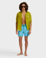Linen Swim Shorts Solid - Blue topaz / Vilebrequin Online