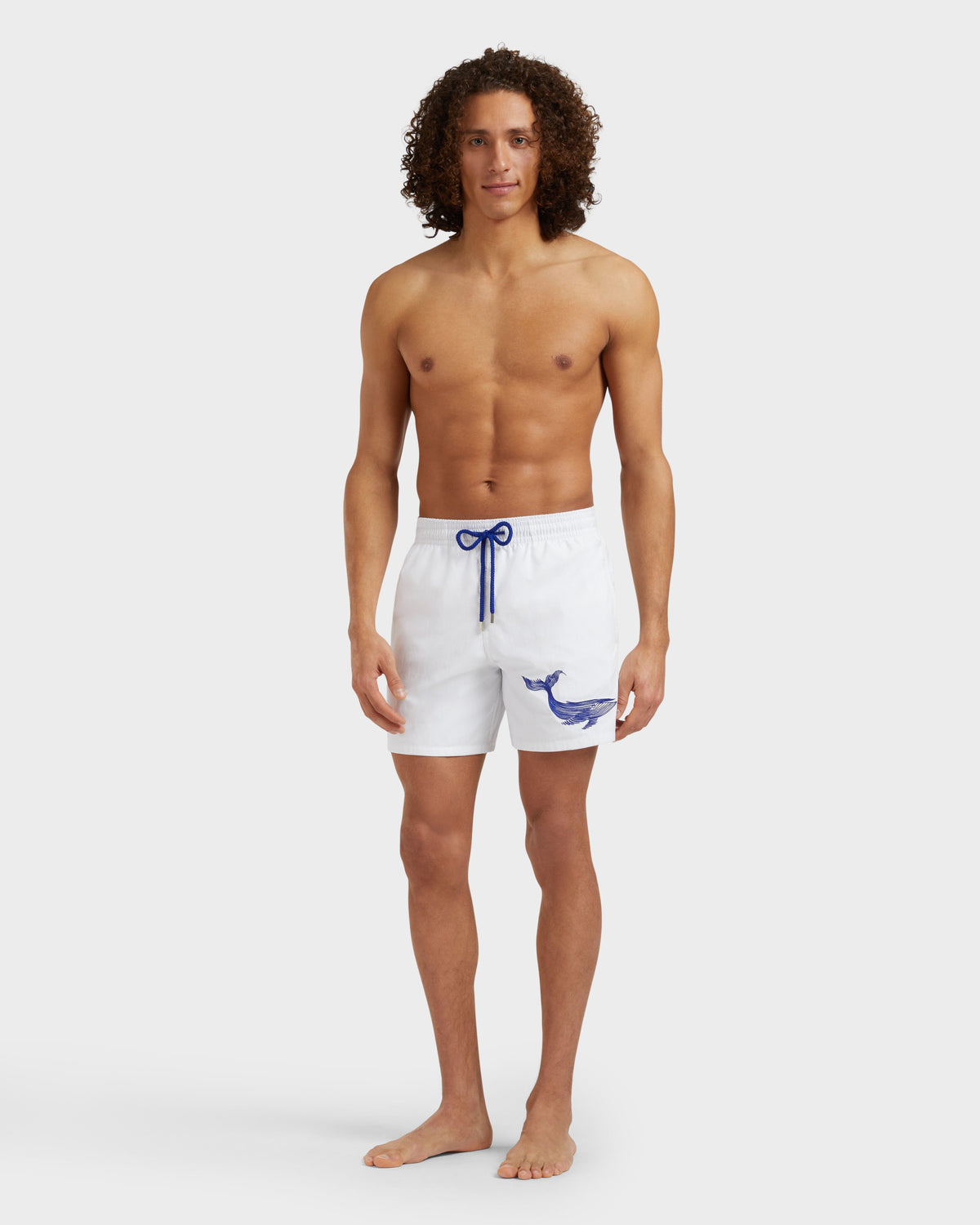 Swim Shorts Embroidered Whale - White / Vilebrequin For sale