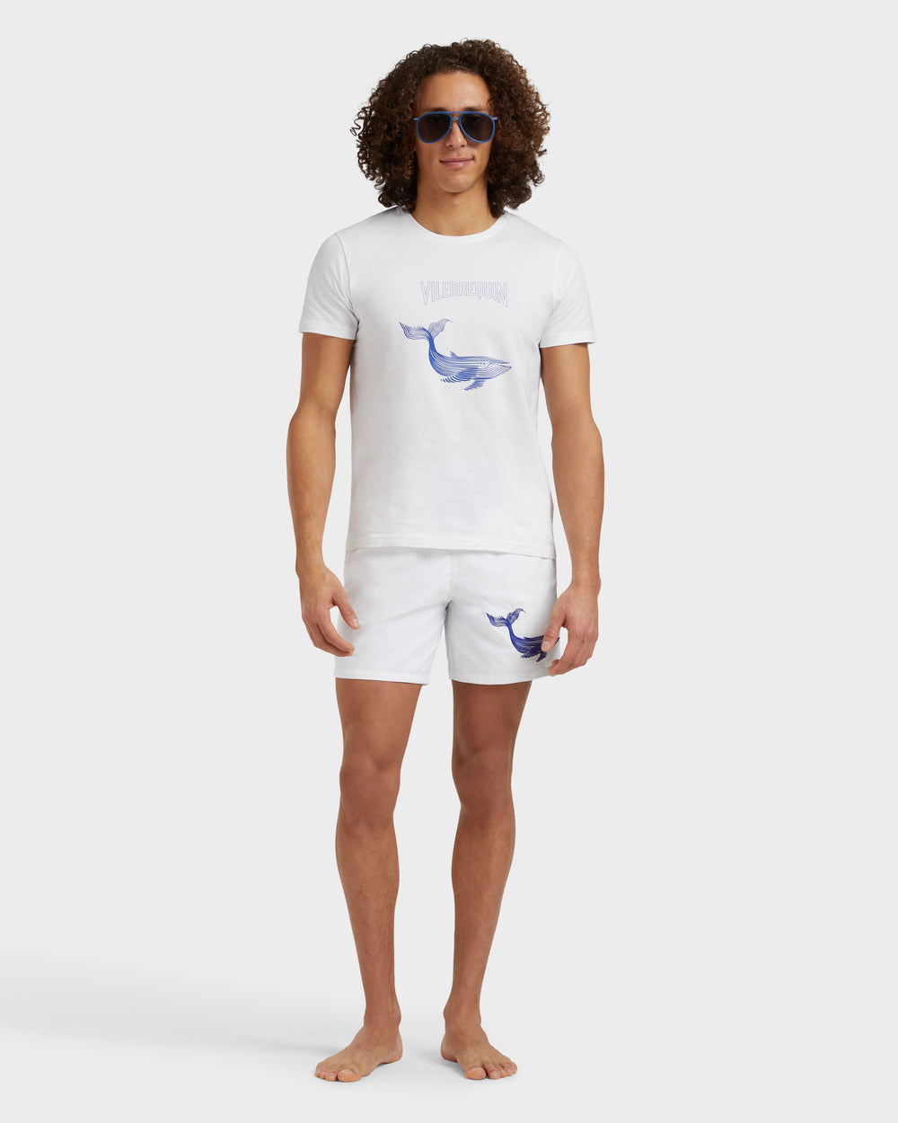 Swim Shorts Embroidered Whale - White / Vilebrequin For sale