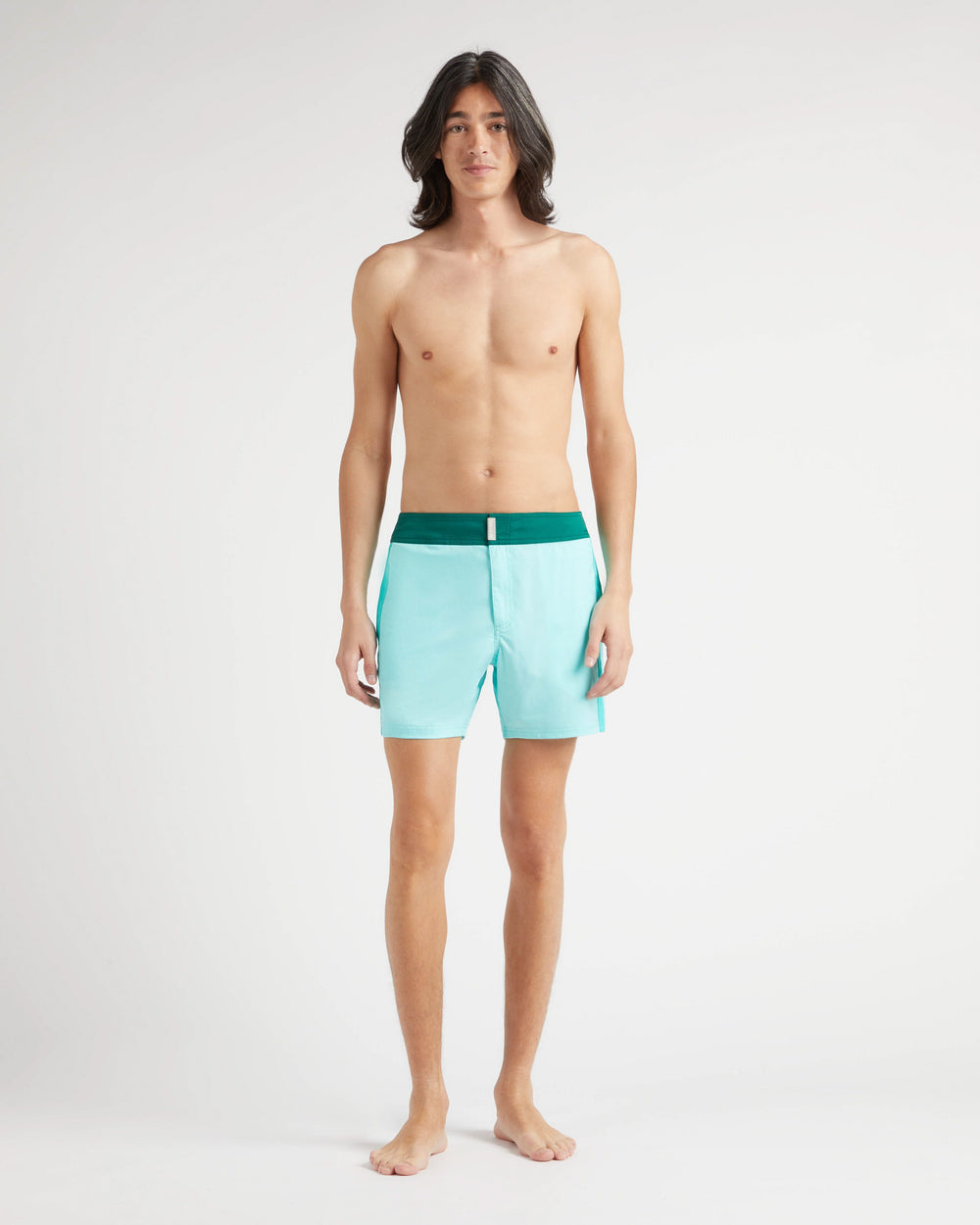 Stretch Swim Shorts Flat Belt Color Block - Blue Lagoon / Vilebrequin On sale