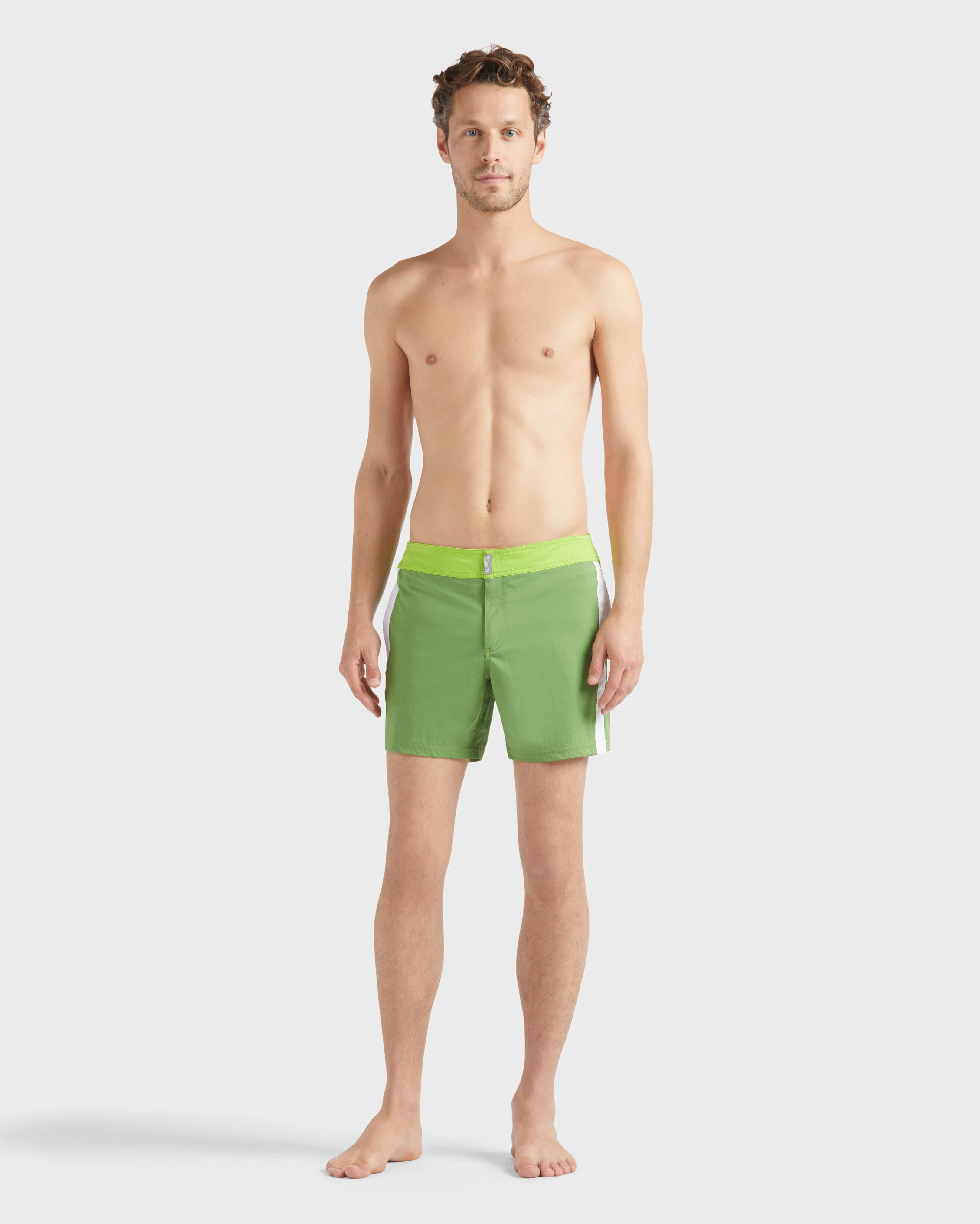 Stretch Swim Shorts Flat Belt Color Block - Green Camouplage / Vilebrequin Discount