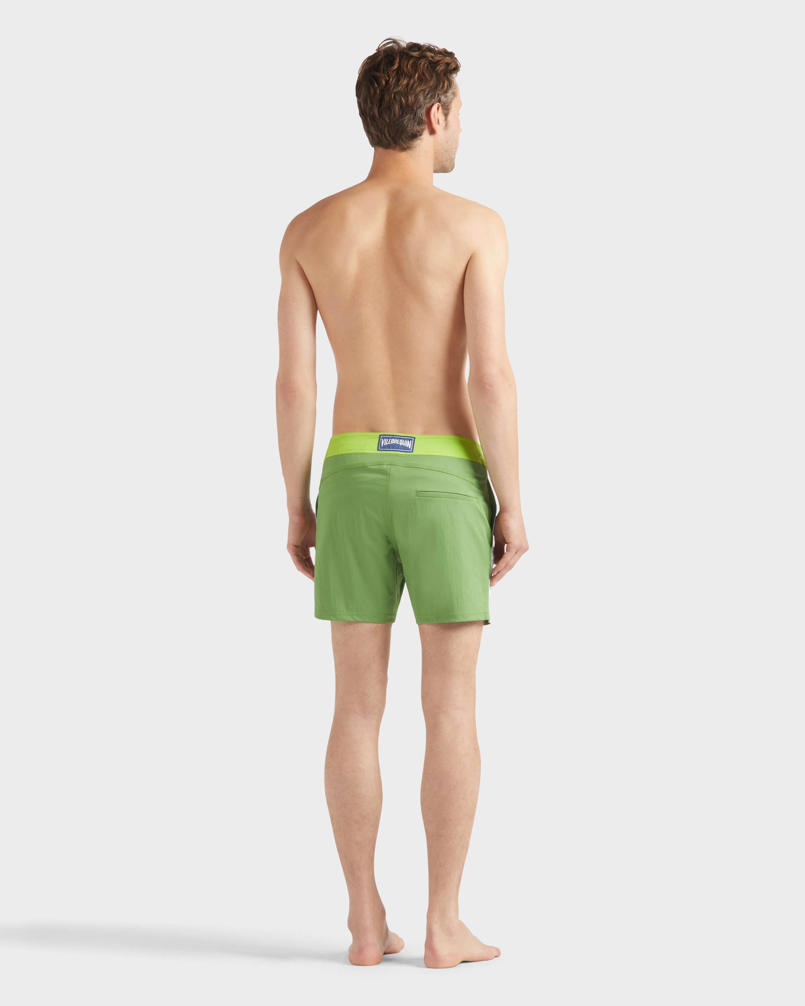 Stretch Swim Shorts Flat Belt Color Block - Green Camouplage / Vilebrequin Discount