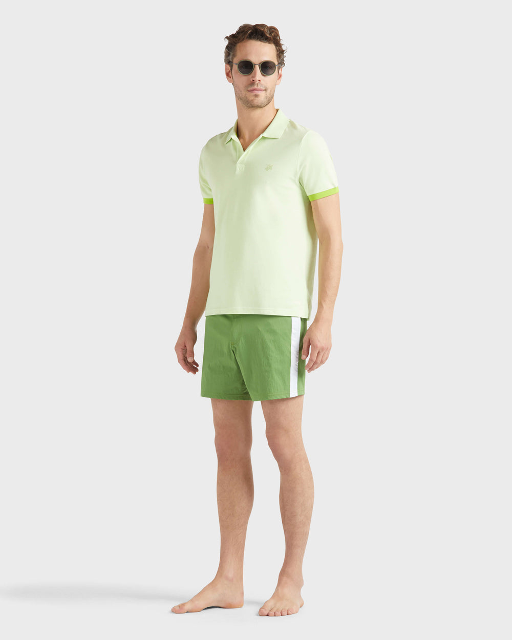 Stretch Swim Shorts Flat Belt Color Block - Green Camouplage / Vilebrequin Discount